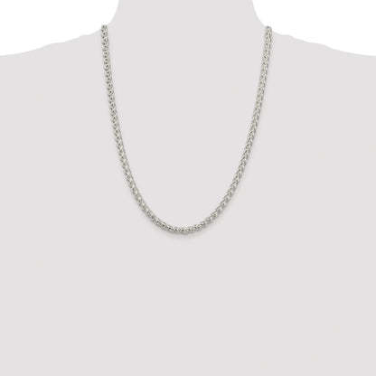 Sterling Silver Rhodium-plated 5mm Round Spiga Chain