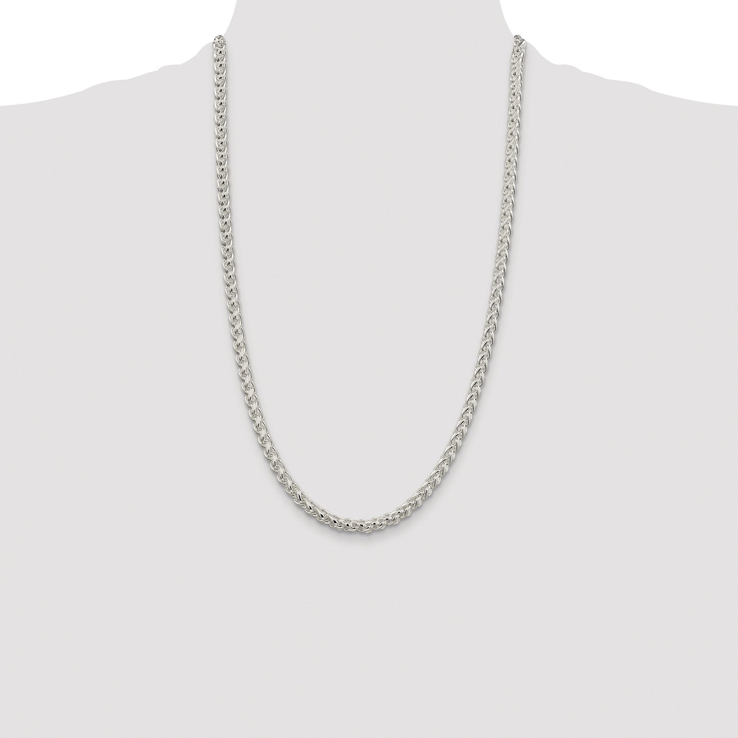 Sterling Silver Rhodium-plated 5mm Round Spiga Chain