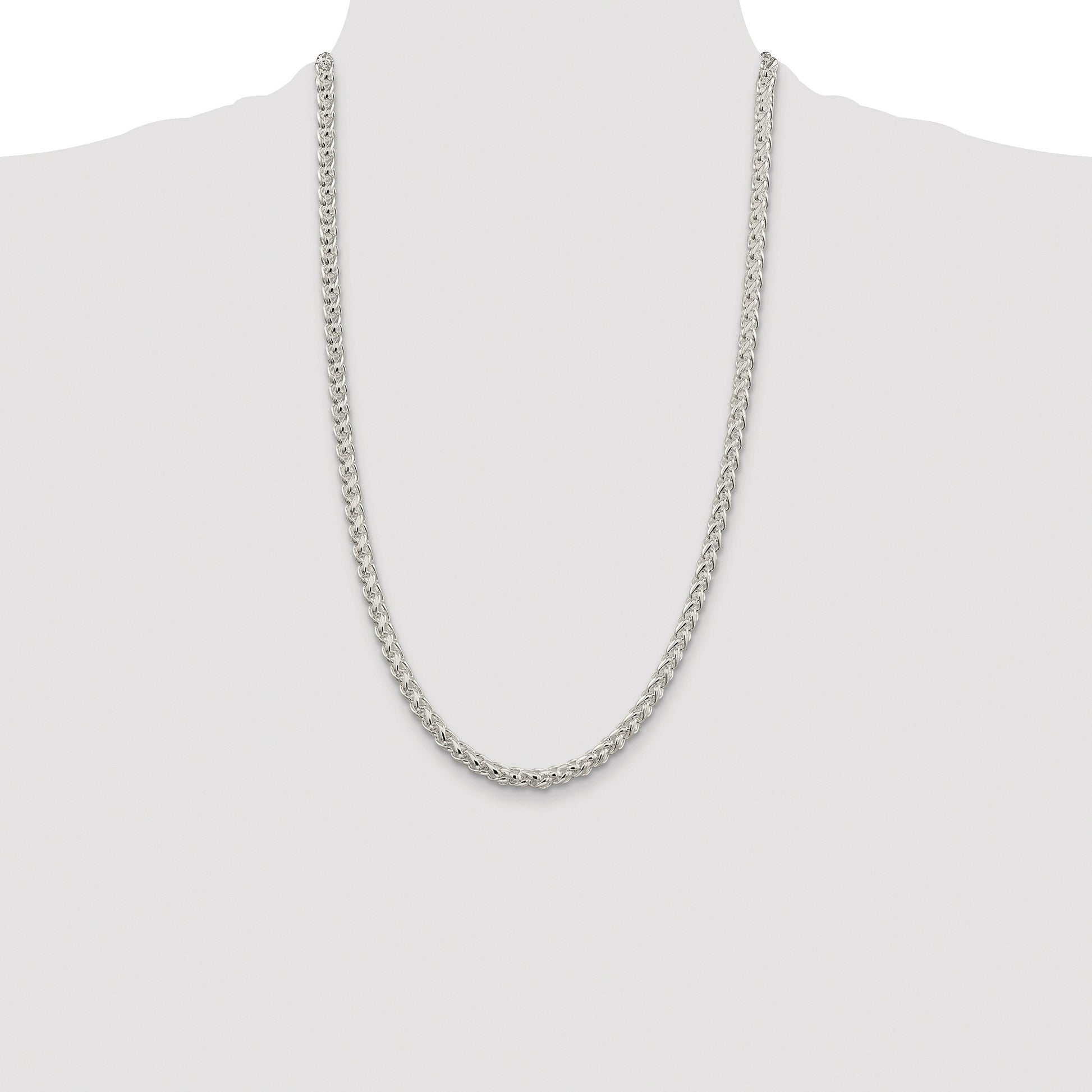 Sterling Silver Rhodium-plated 5mm Round Spiga Chain