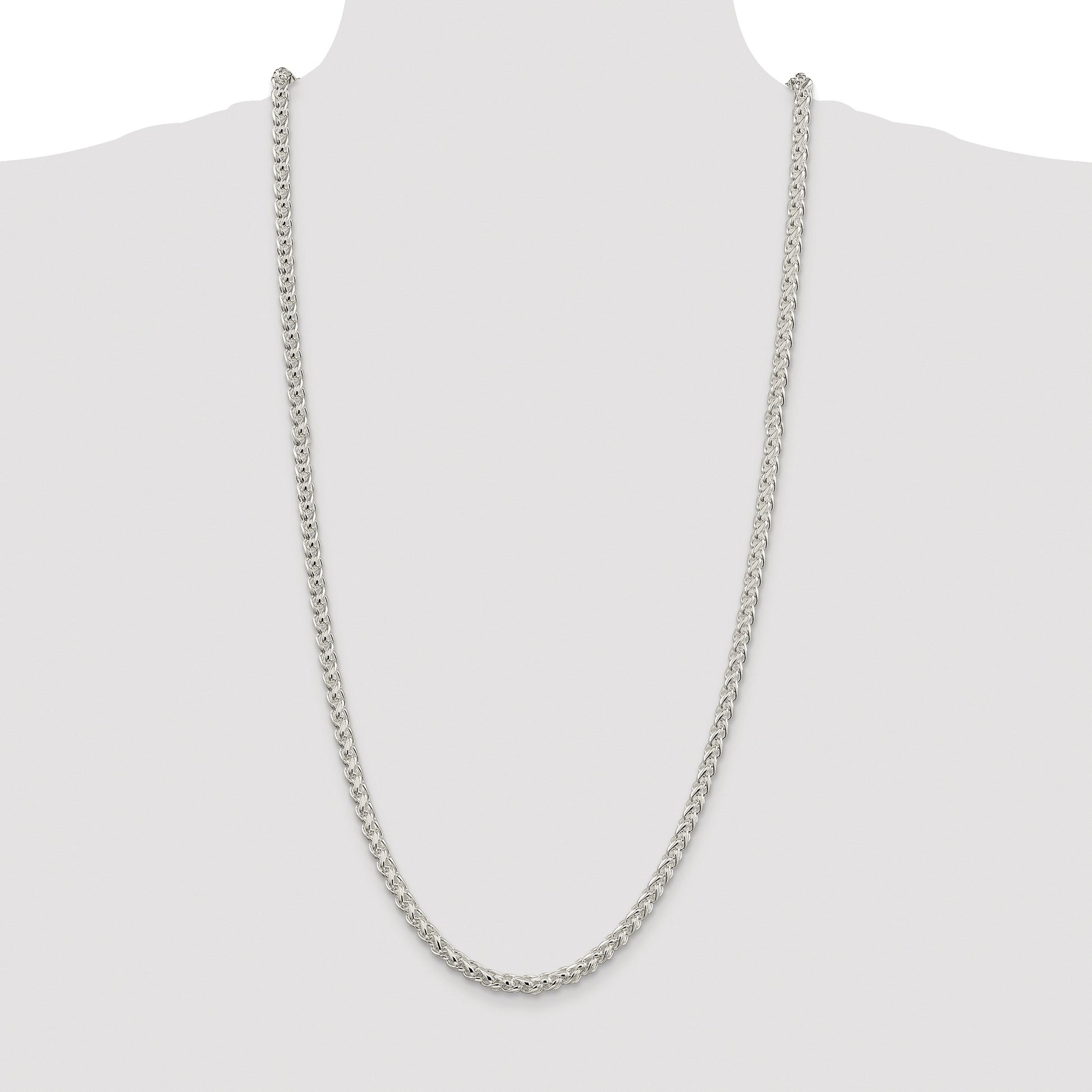 Sterling Silver Rhodium-plated 5mm Round Spiga Chain