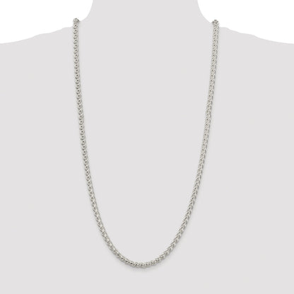 Sterling Silver Rhodium-plated 5mm Round Spiga Chain