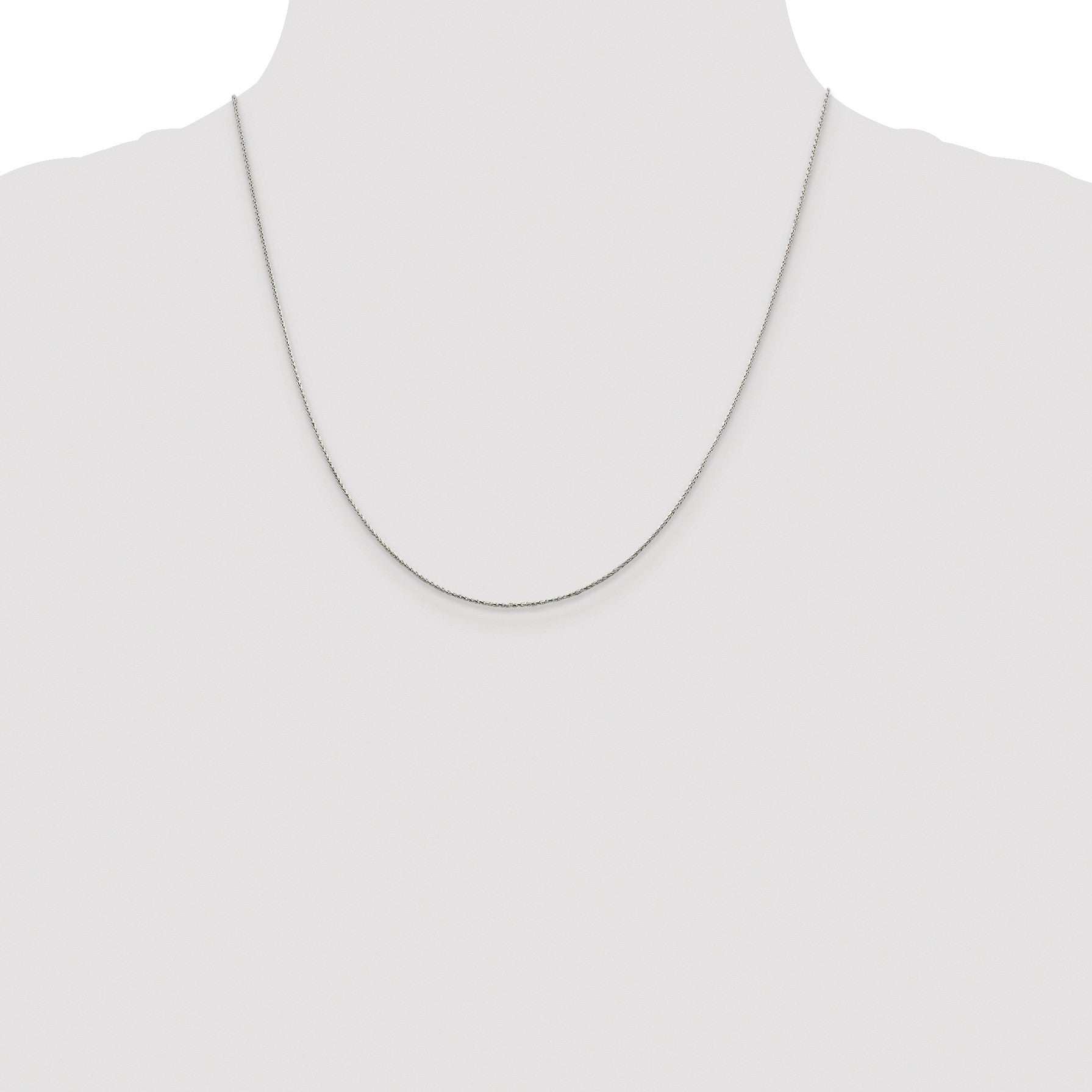 Sterling Silver Rhodium-plated .85mm Diamond-cut Round Spiga Chain