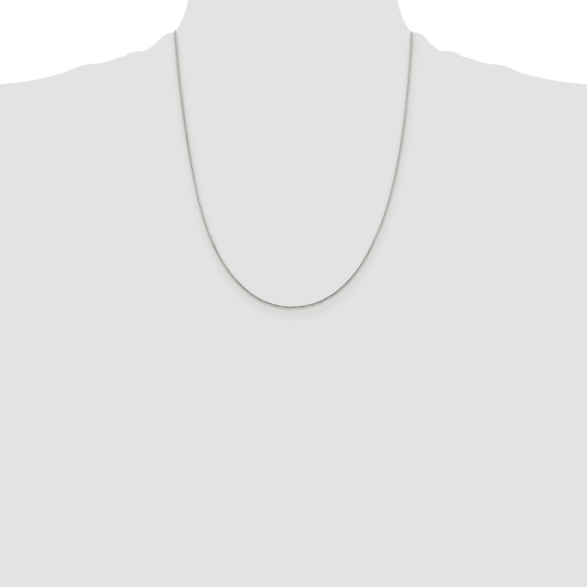 Sterling Silver Rhodium-plated .85mm Diamond-cut Round Spiga Chain