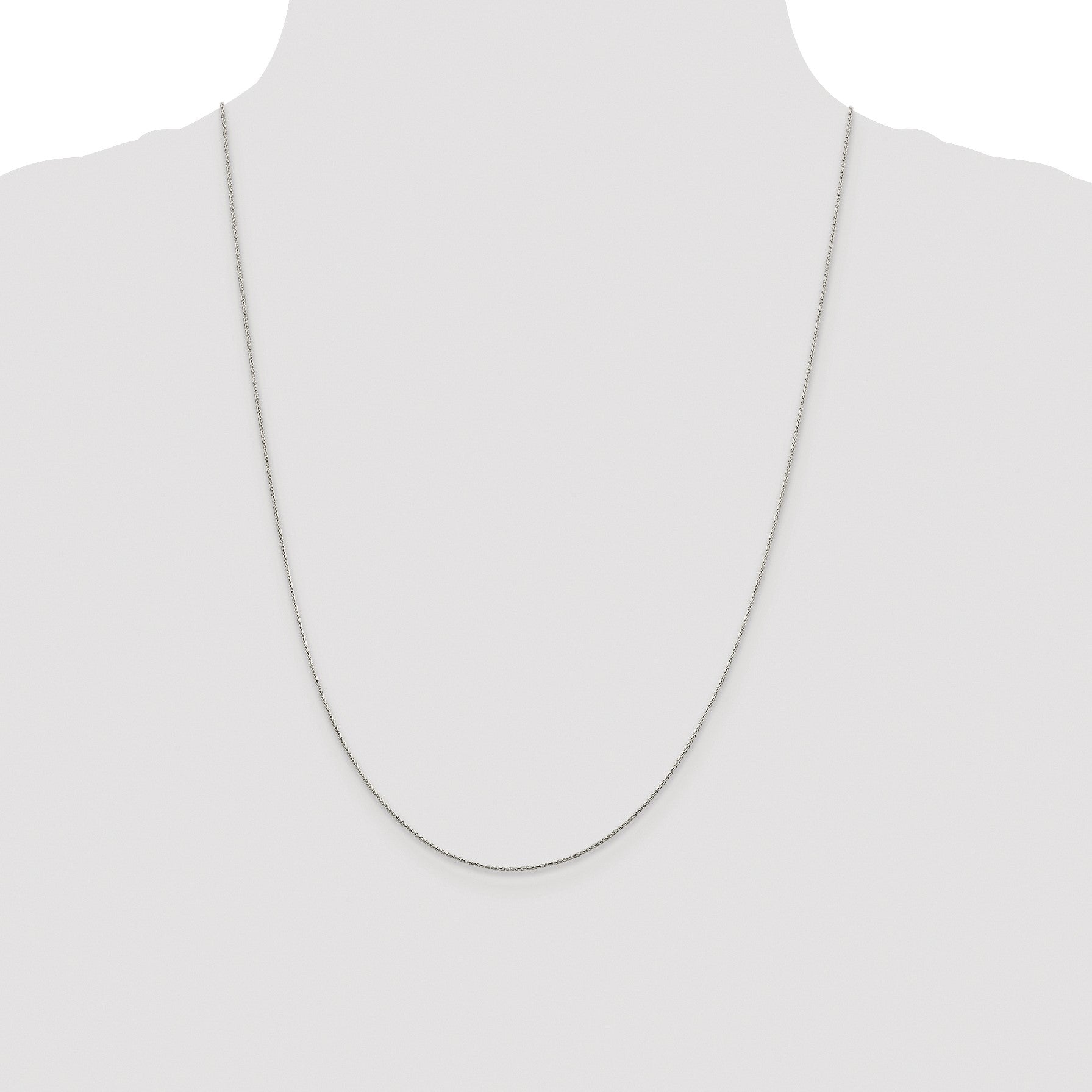 Sterling Silver Rhodium-plated .85mm Diamond-cut Round Spiga Chain