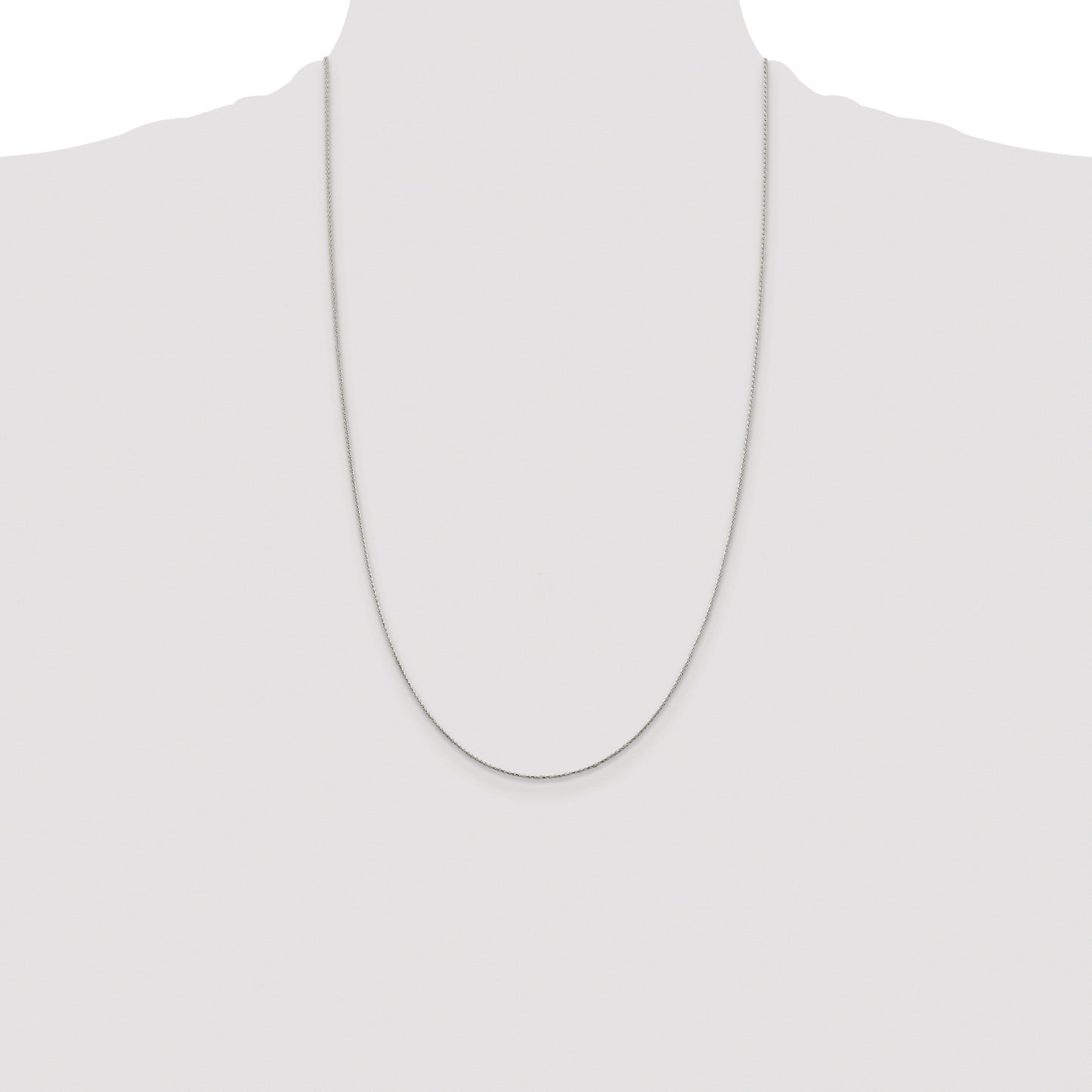 Sterling Silver Rhodium-plated .85mm Diamond-cut Round Spiga Chain