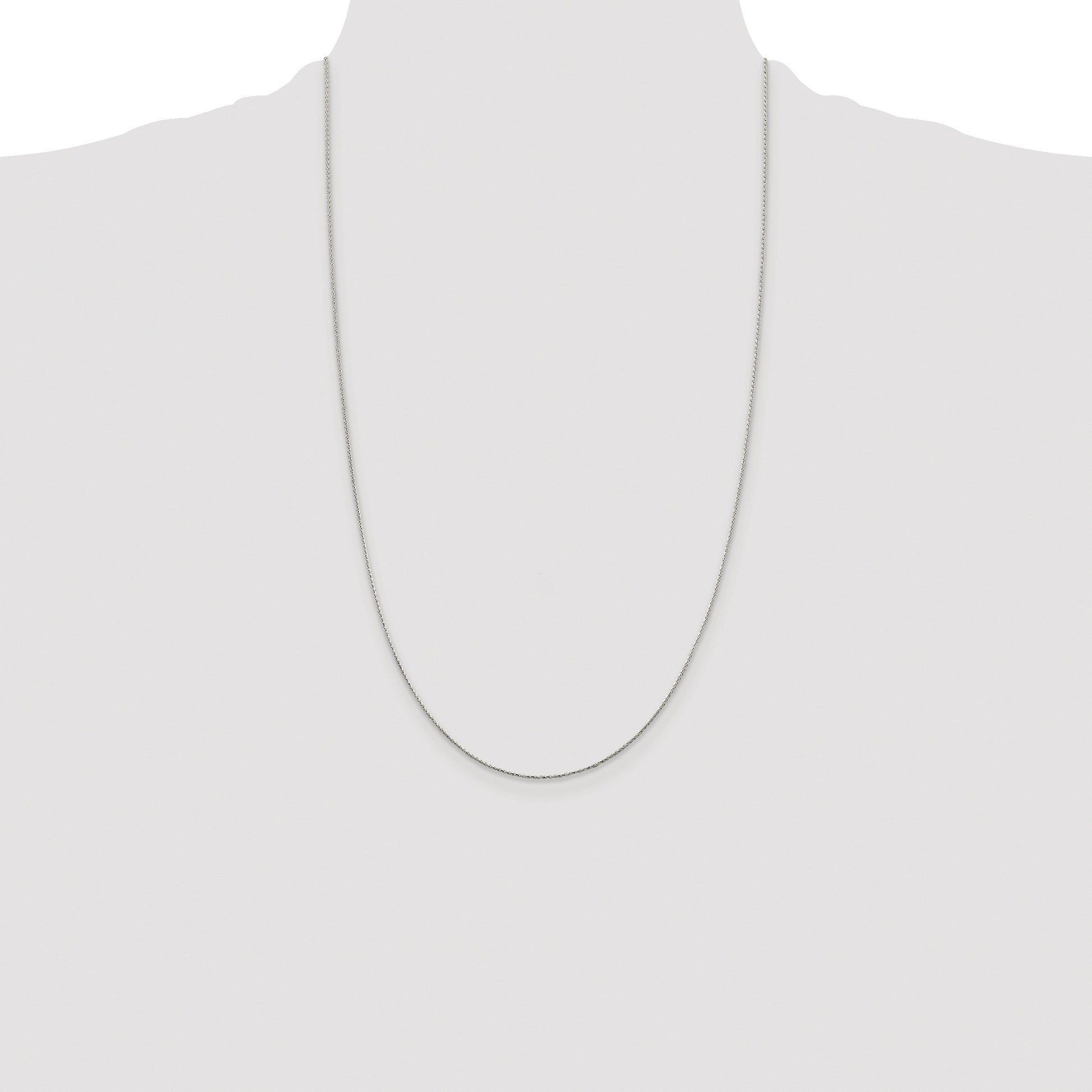 Sterling Silver Rhodium-plated .85mm Diamond-cut Round Spiga Chain