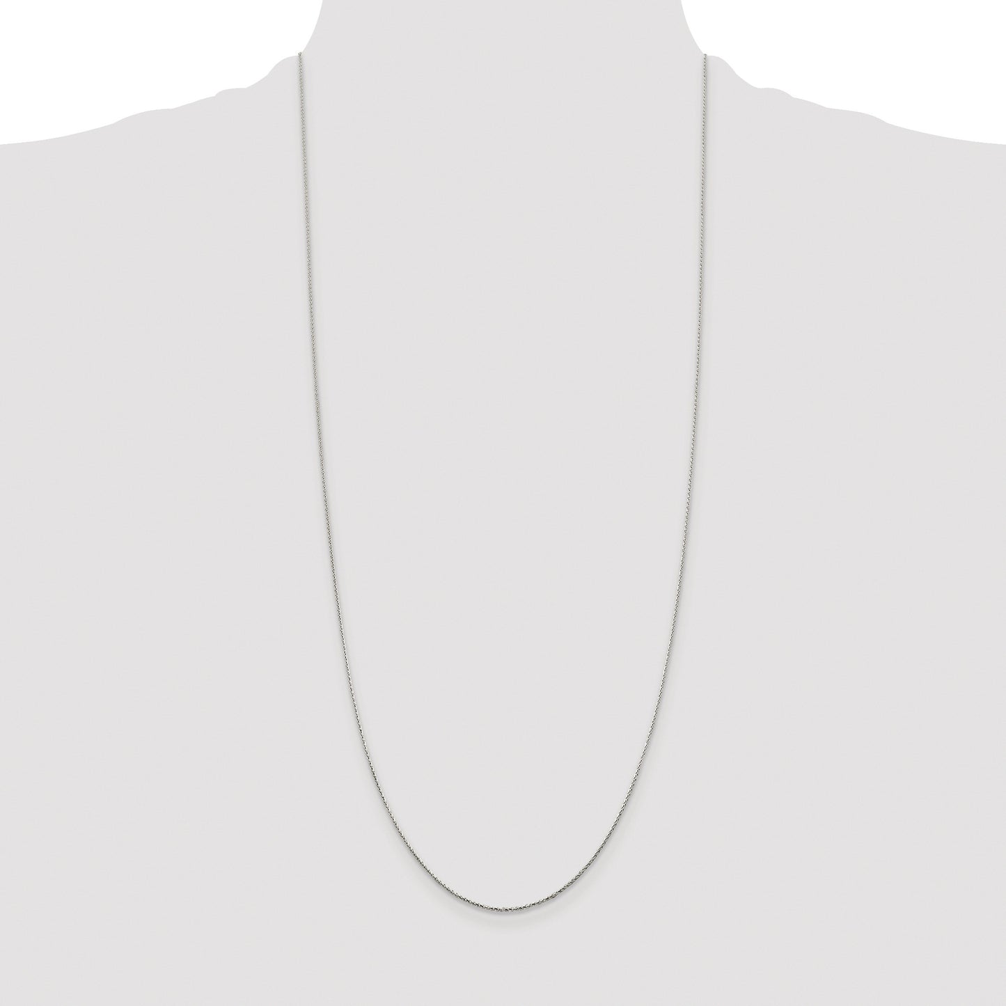 Sterling Silver Rhodium-plated .85mm Diamond-cut Round Spiga Chain