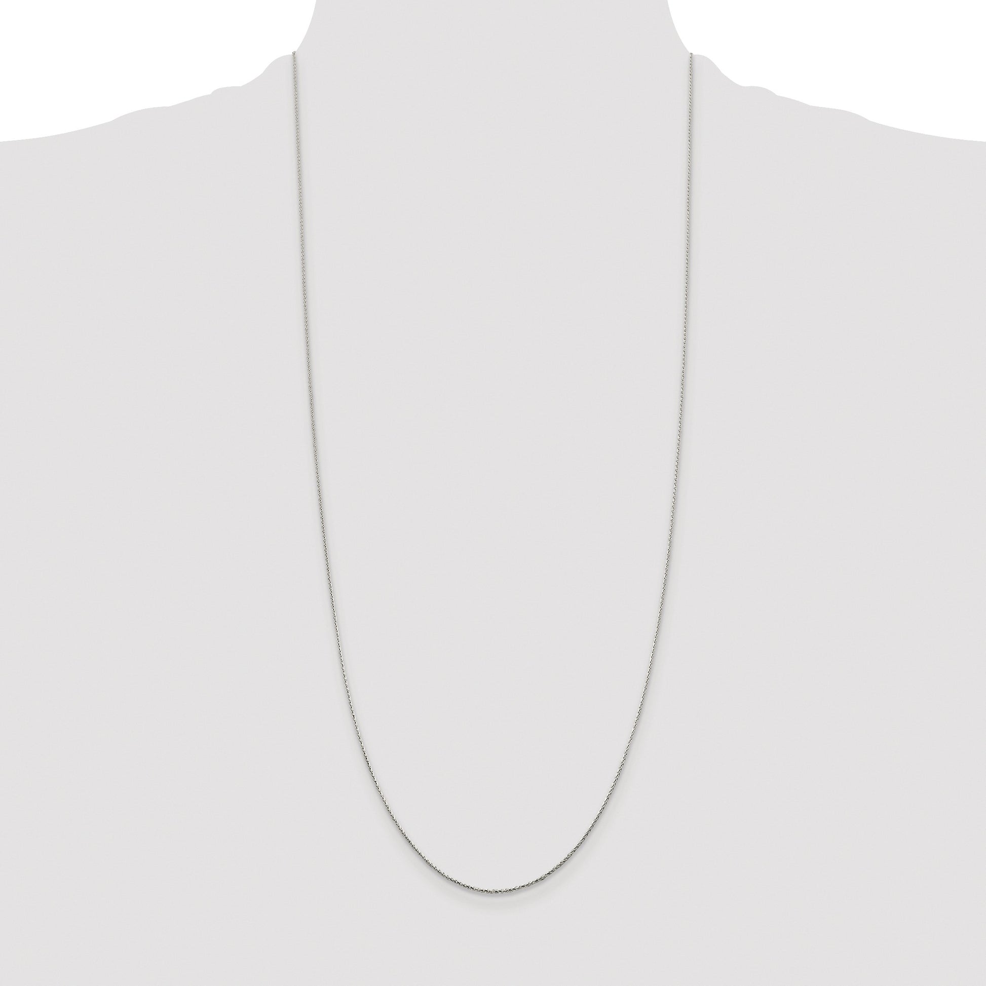 Sterling Silver Rhodium-plated .85mm Diamond-cut Round Spiga Chain