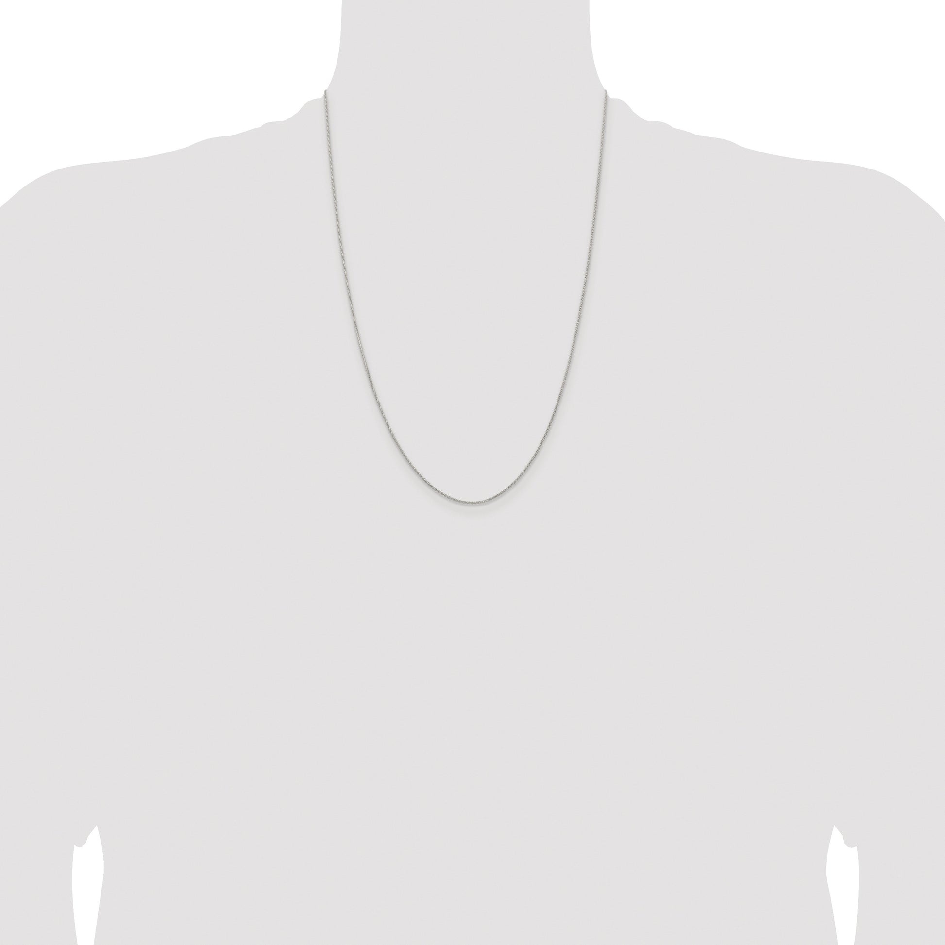 Sterling Silver Rhodium-plated .95mm Diamond-cut Round Spiga Chain