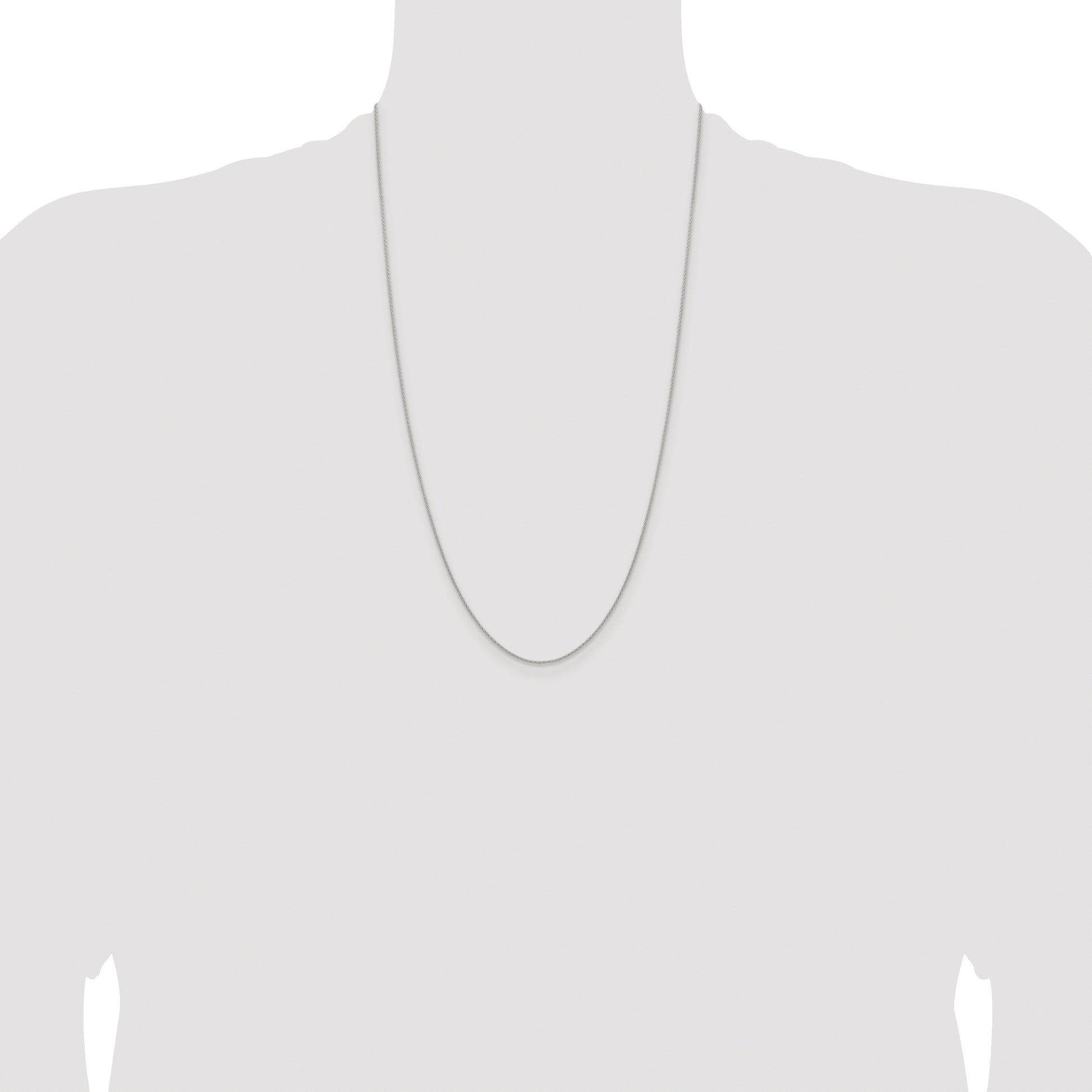Sterling Silver Rhodium-plated .95mm Diamond-cut Round Spiga Chain