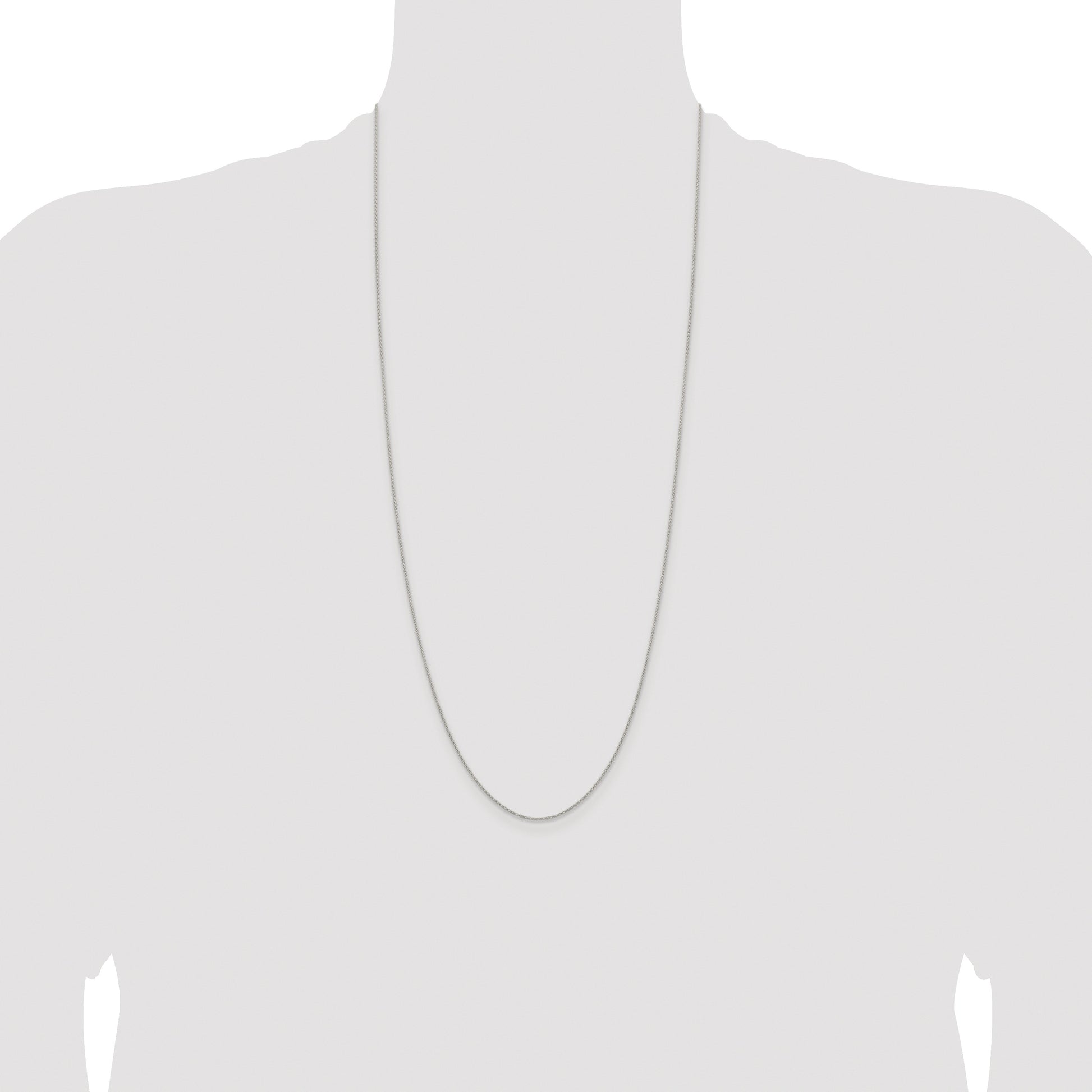Sterling Silver Rhodium-plated .95mm Diamond-cut Round Spiga Chain