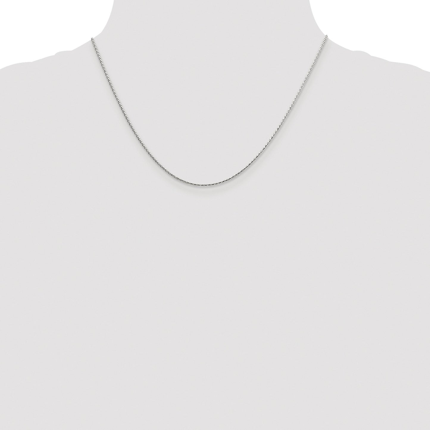 Sterling Silver Rhodium-plated 1.25mm Diamond-cut Round Spiga Chain