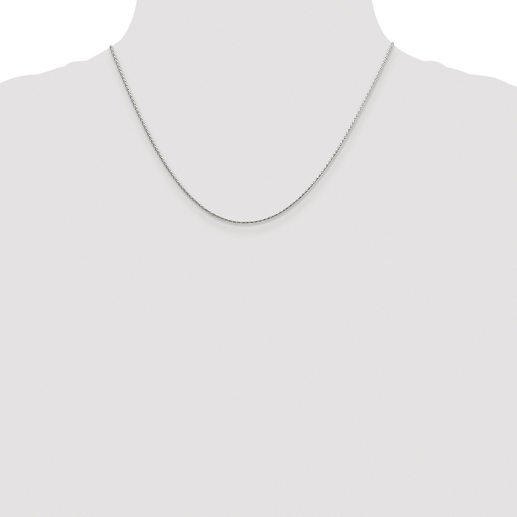 Sterling Silver Rhodium-plated 1.25mm Diamond-cut Round Spiga Chain
