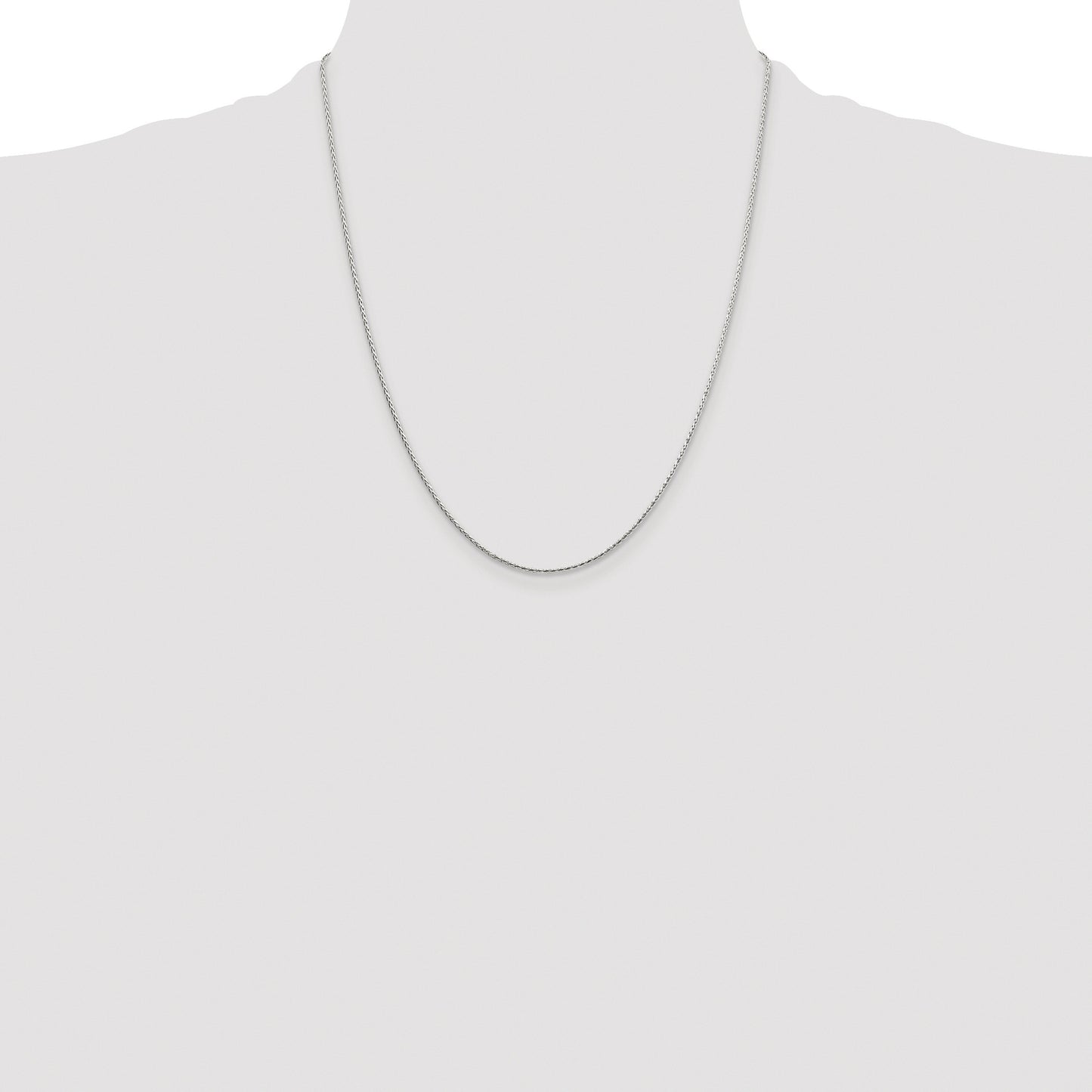 Sterling Silver Rhodium-plated 1.25mm Diamond-cut Round Spiga Chain