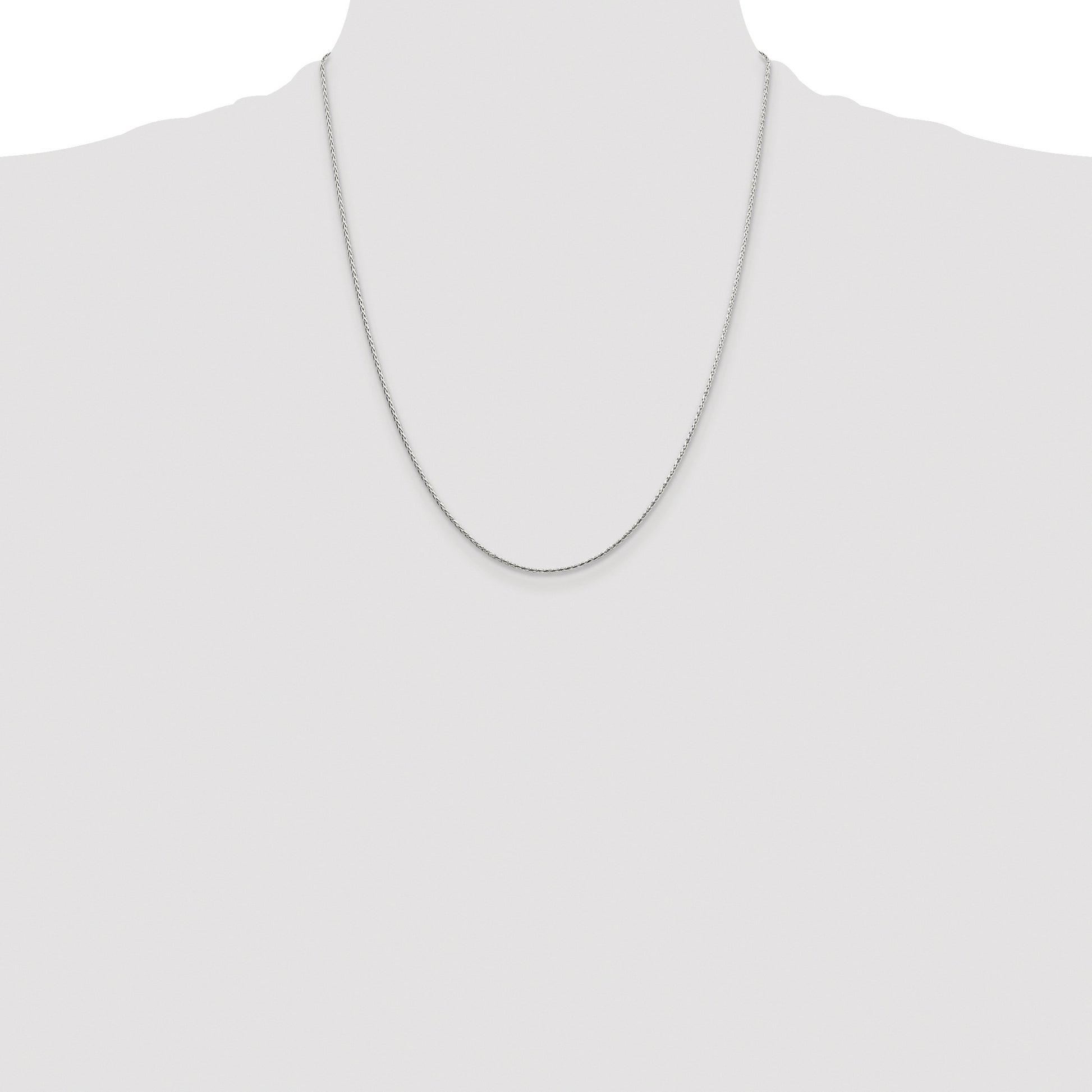 Sterling Silver Rhodium-plated 1.25mm Diamond-cut Round Spiga Chain