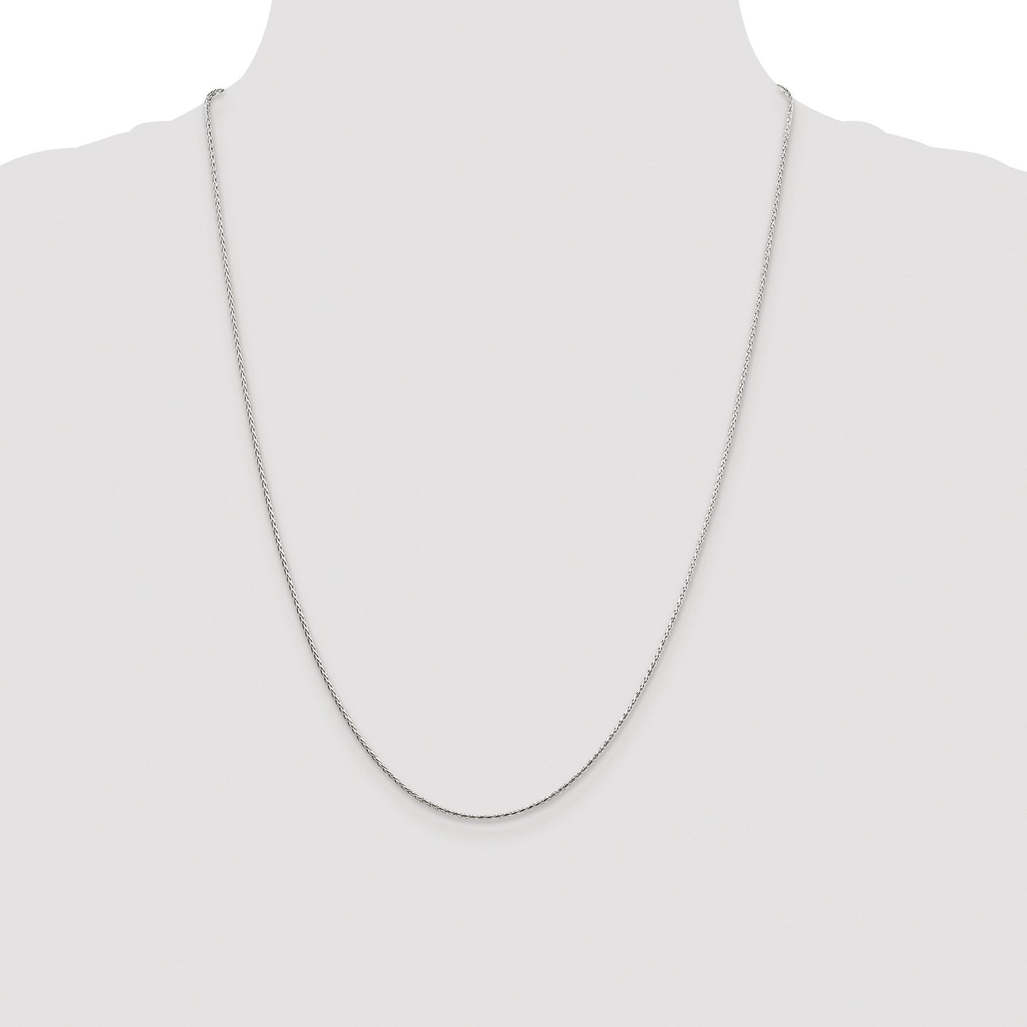 Sterling Silver Rhodium-plated 1.25mm Diamond-cut Round Spiga Chain
