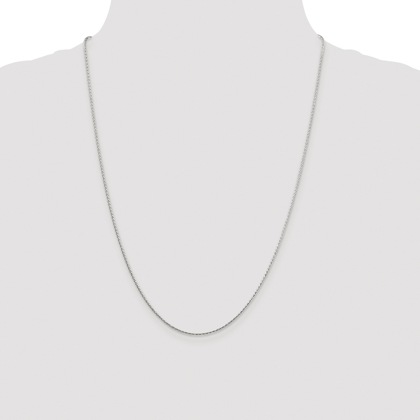 Sterling Silver Rhodium-plated 1.25mm Diamond-cut Round Spiga Chain