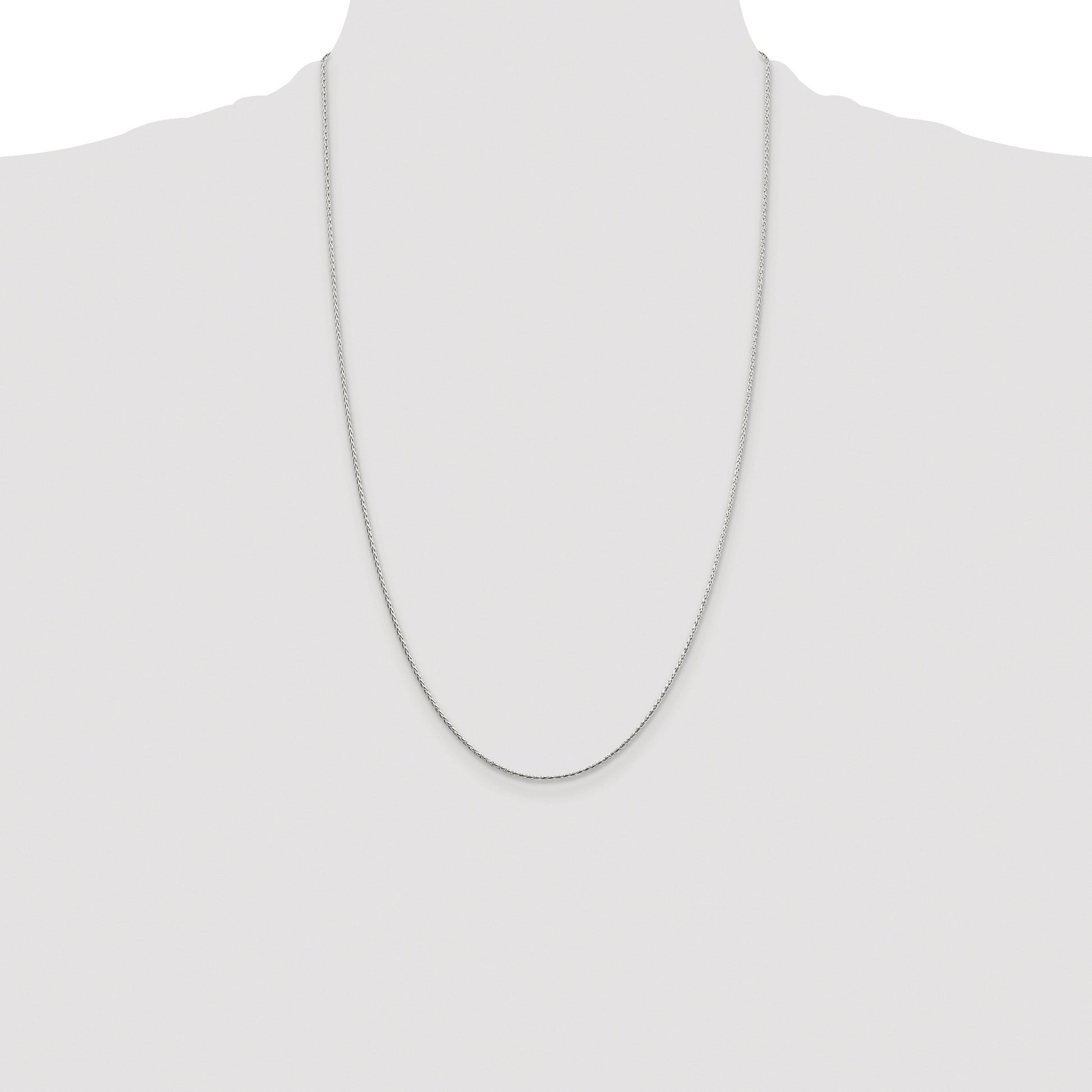 Sterling Silver Rhodium-plated 1.25mm Diamond-cut Round Spiga Chain
