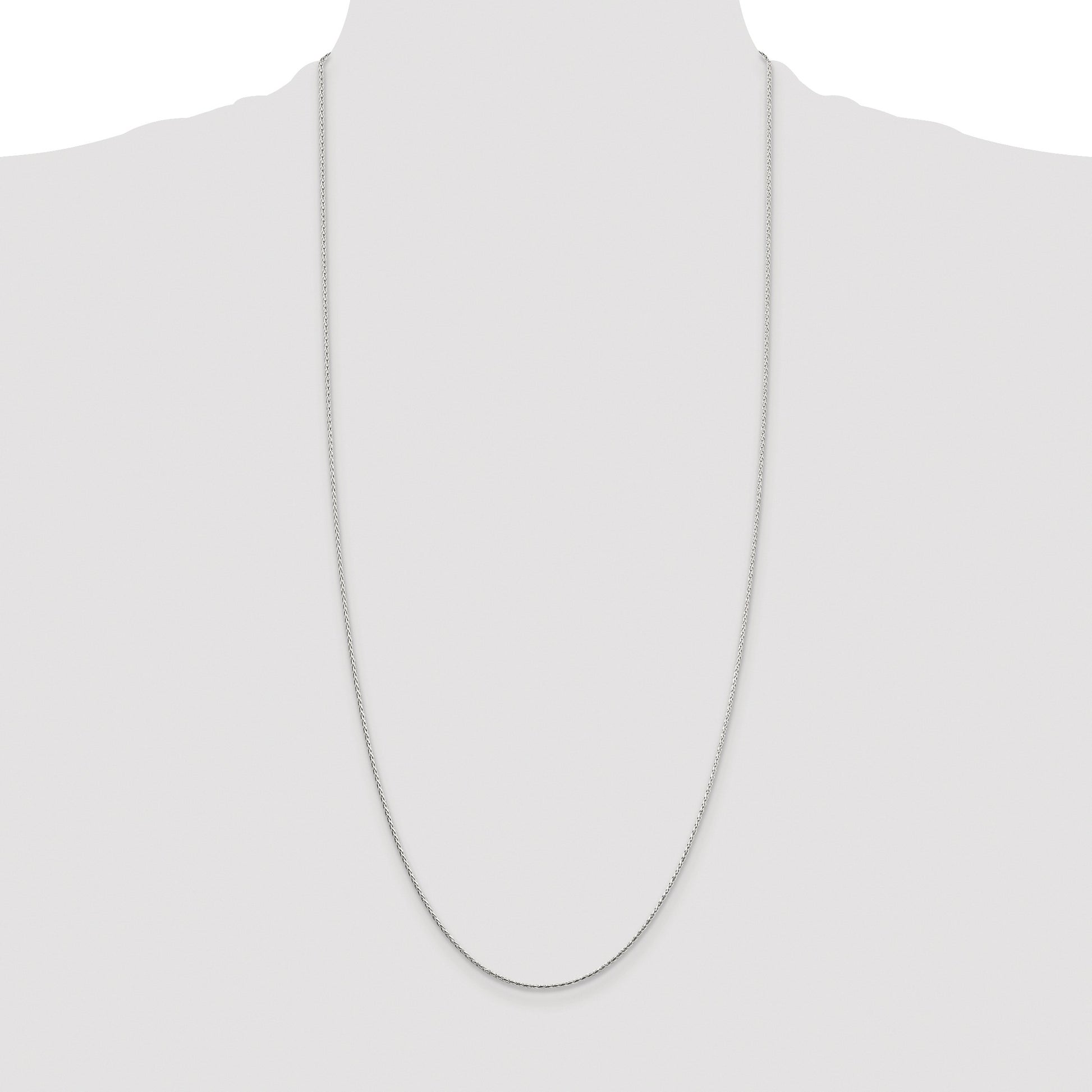 Sterling Silver Rhodium-plated 1.25mm Diamond-cut Round Spiga Chain