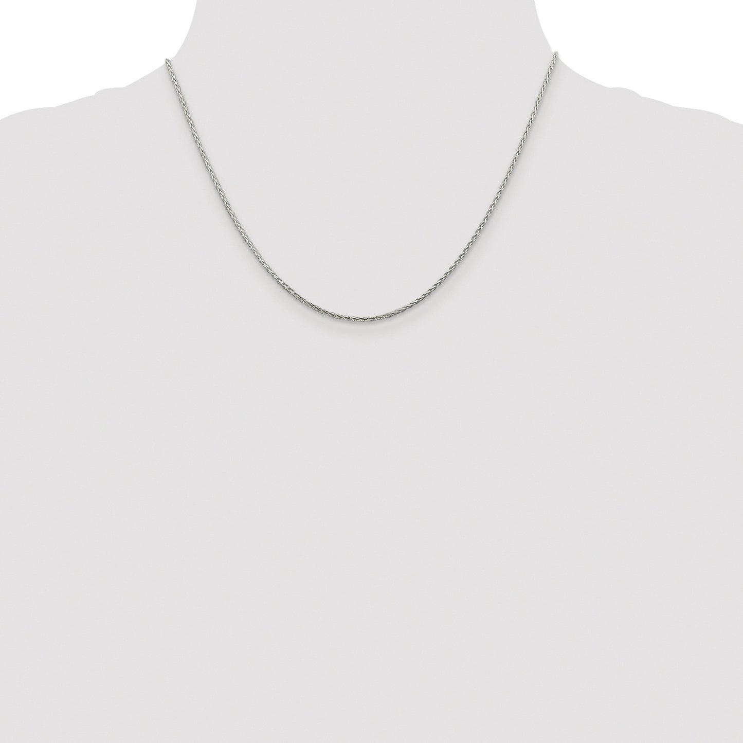 Sterling Silver Rhodium-plated 1.45mm Diamond-cut Round Spiga Chain