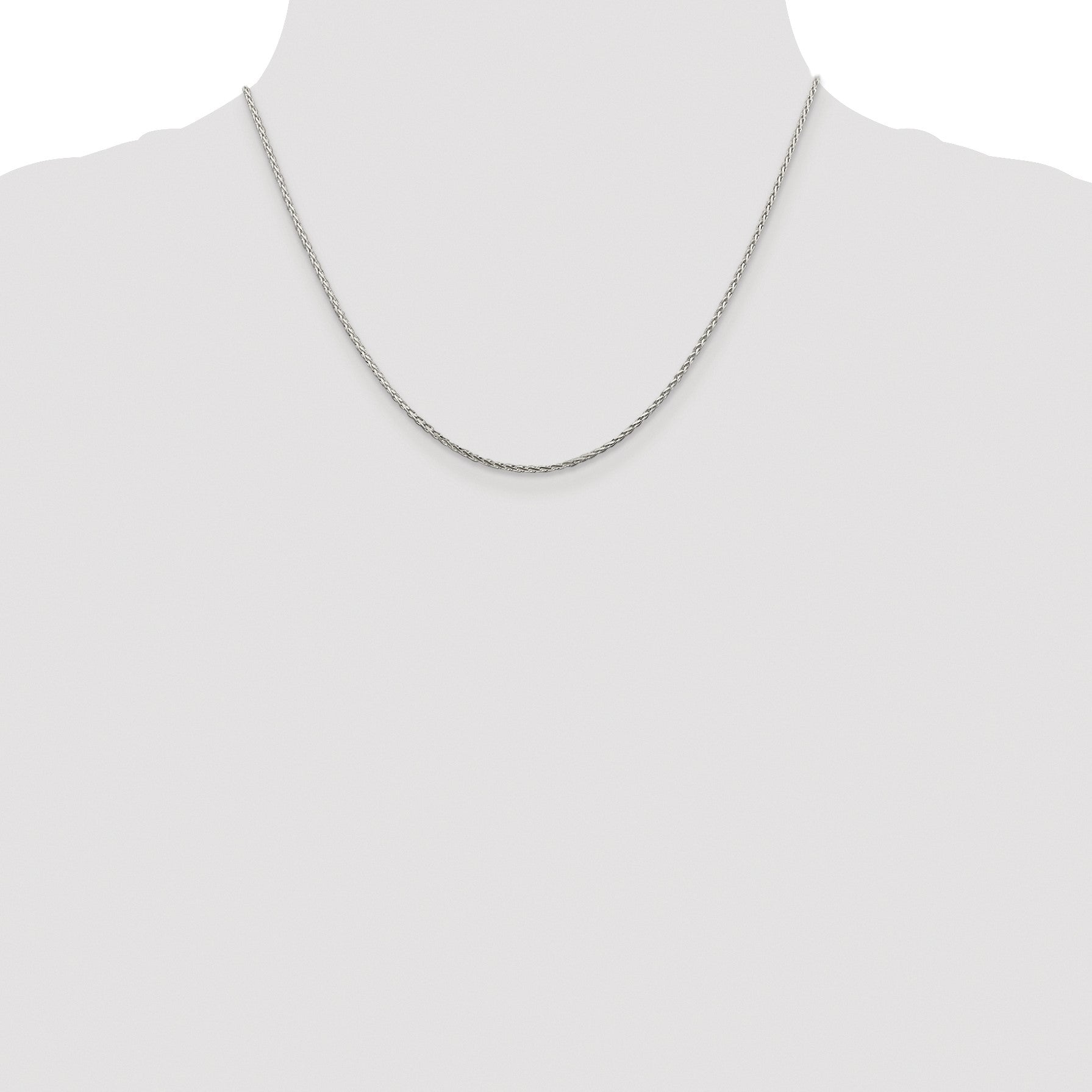 Sterling Silver Rhodium-plated 1.45mm Diamond-cut Round Spiga Chain