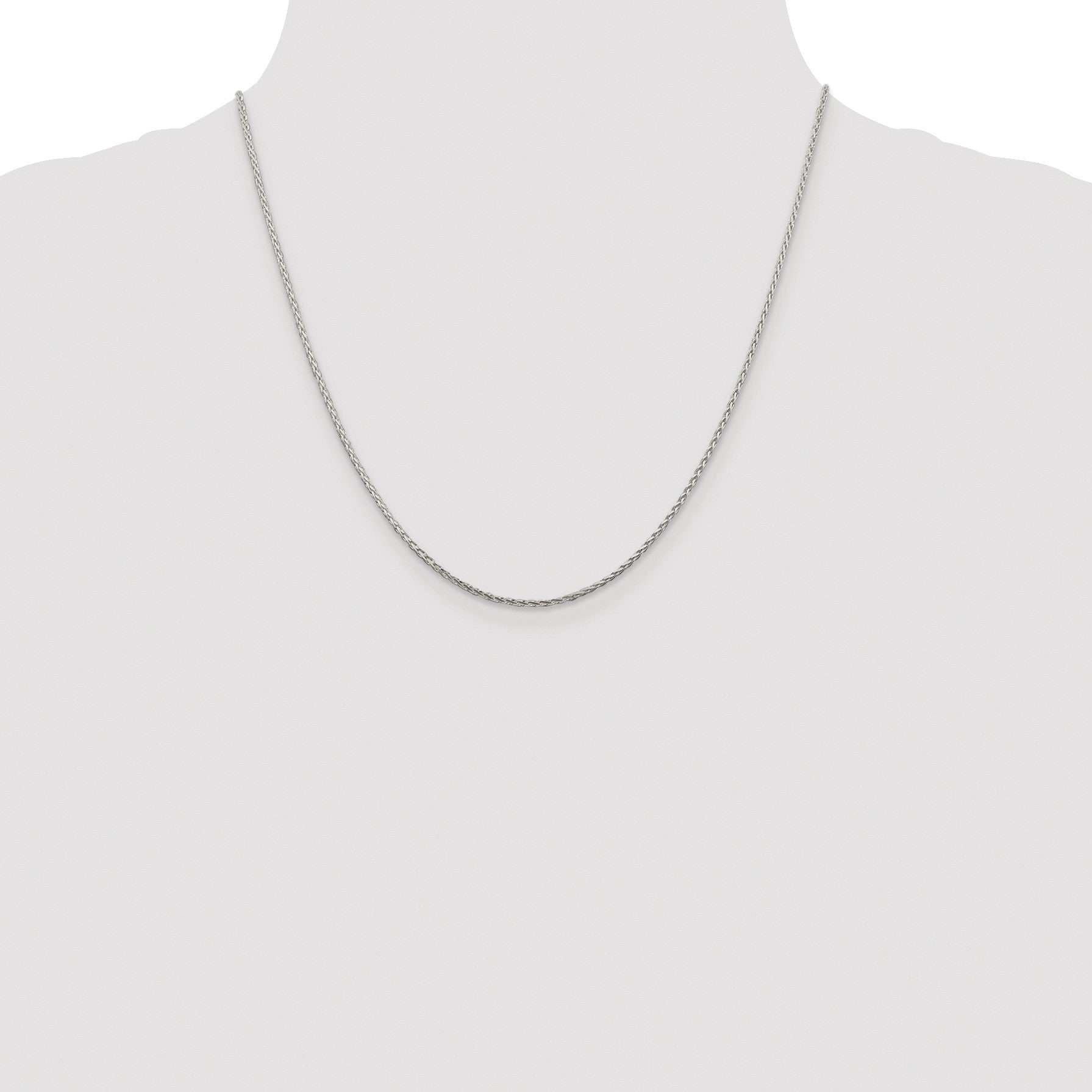 Sterling Silver Rhodium-plated 1.45mm Diamond-cut Round Spiga Chain