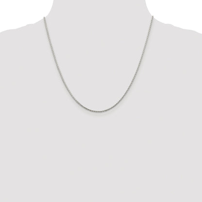 Sterling Silver Rhodium-plated 1.45mm Diamond-cut Round Spiga Chain