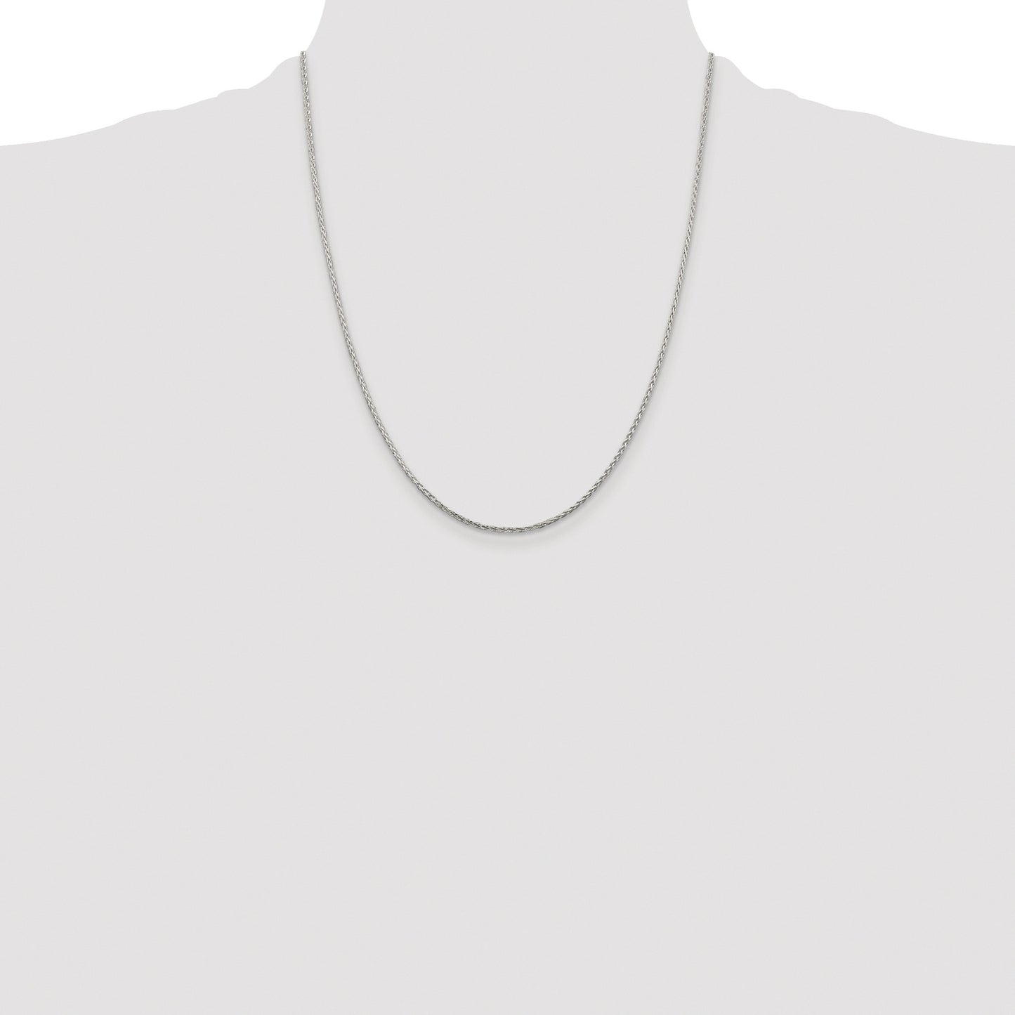 Sterling Silver Rhodium-plated 1.45mm Diamond-cut Round Spiga Chain