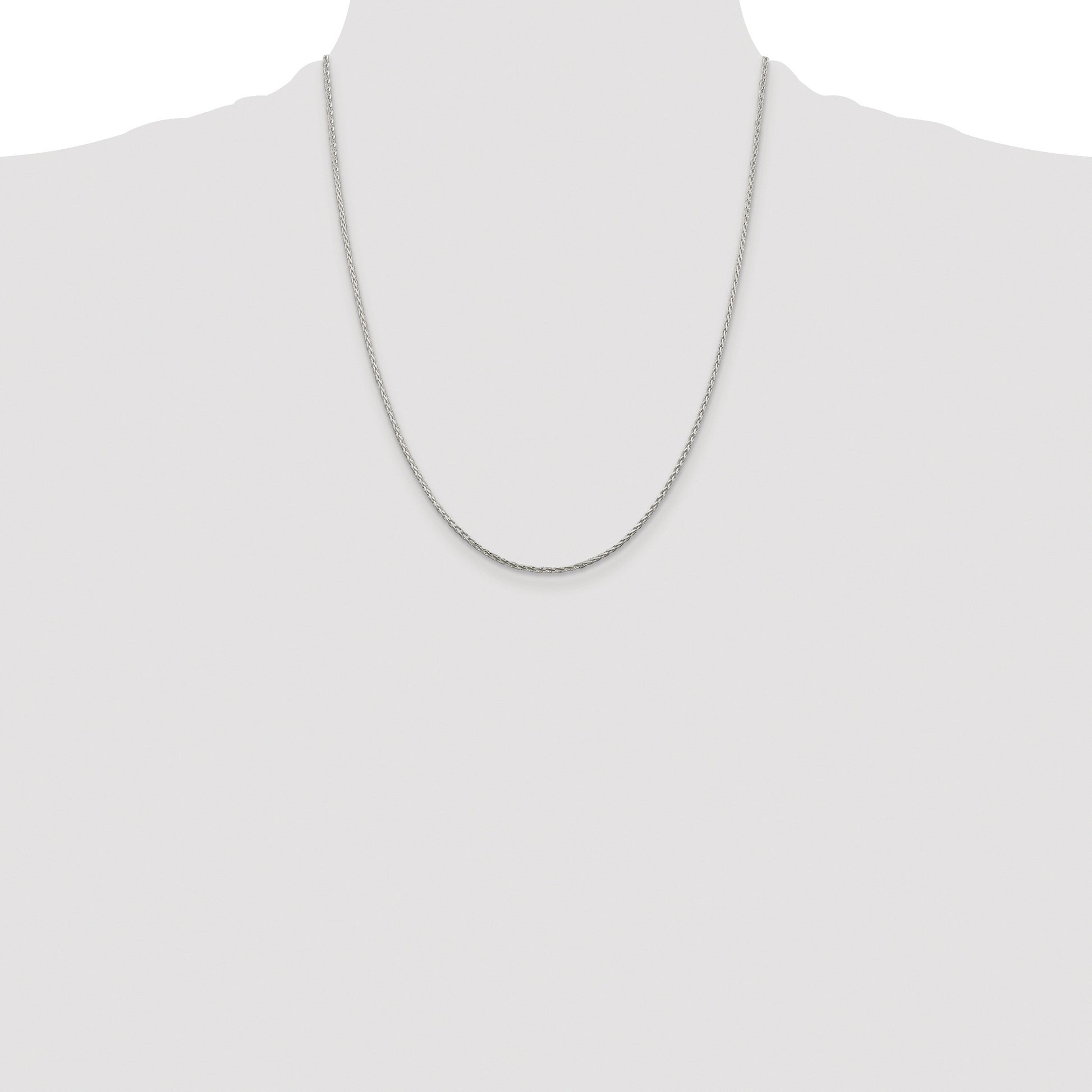 Sterling Silver Rhodium-plated 1.45mm Diamond-cut Round Spiga Chain