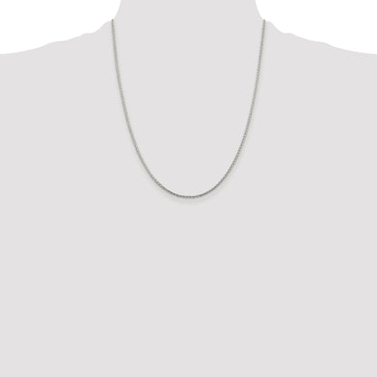 Sterling Silver Rhodium-plated 1.45mm Diamond-cut Round Spiga Chain