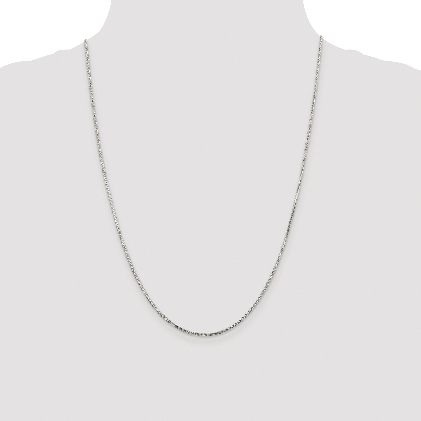 Sterling Silver Rhodium-plated 1.45mm Diamond-cut Round Spiga Chain