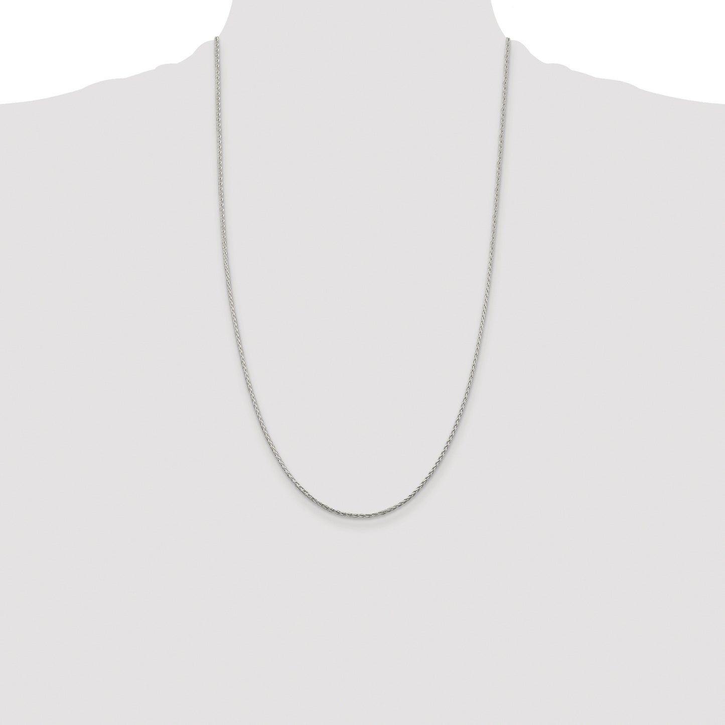 Sterling Silver Rhodium-plated 1.45mm Diamond-cut Round Spiga Chain