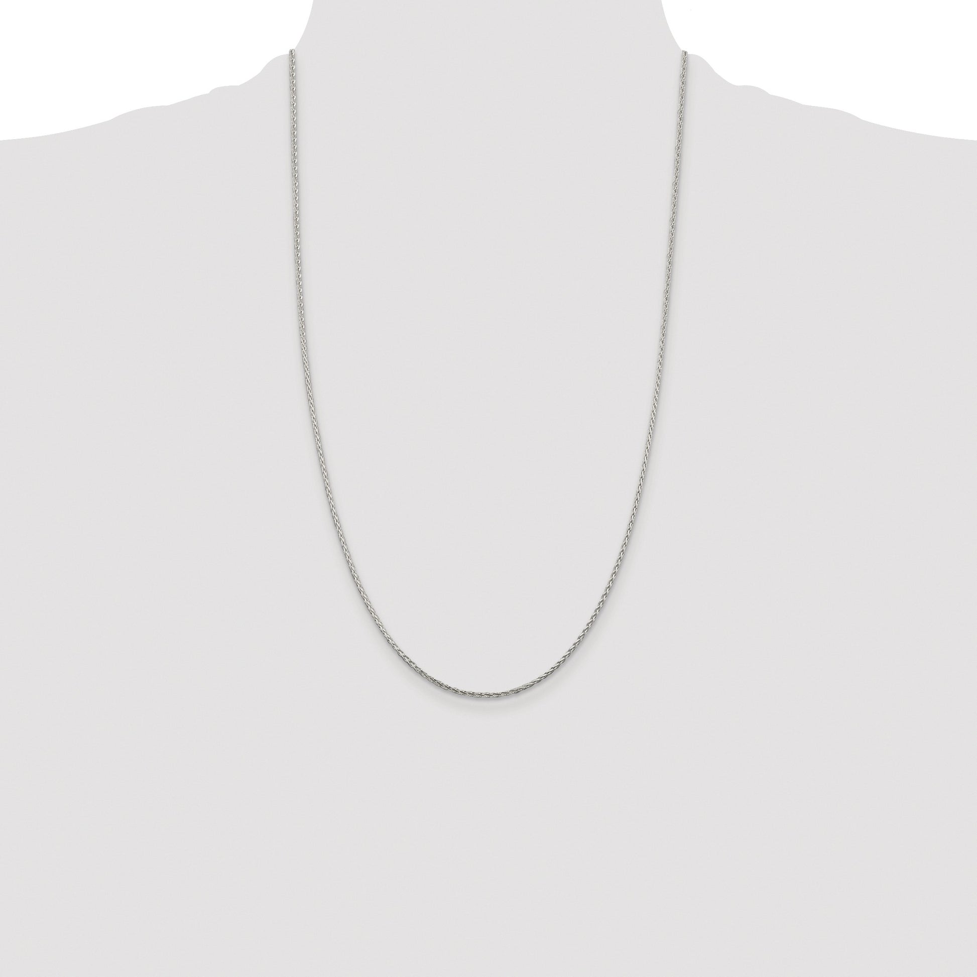 Sterling Silver Rhodium-plated 1.45mm Diamond-cut Round Spiga Chain