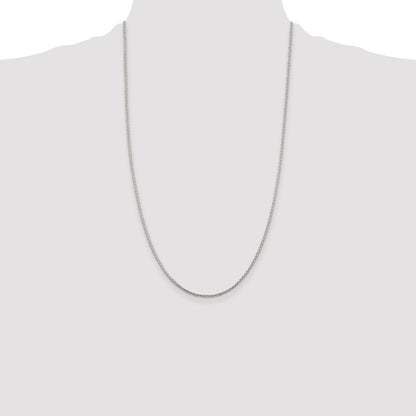 Sterling Silver Rhodium-plated 1.45mm Diamond-cut Round Spiga Chain