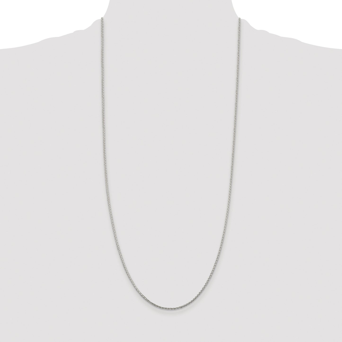 Sterling Silver Rhodium-plated 1.45mm Diamond-cut Round Spiga Chain