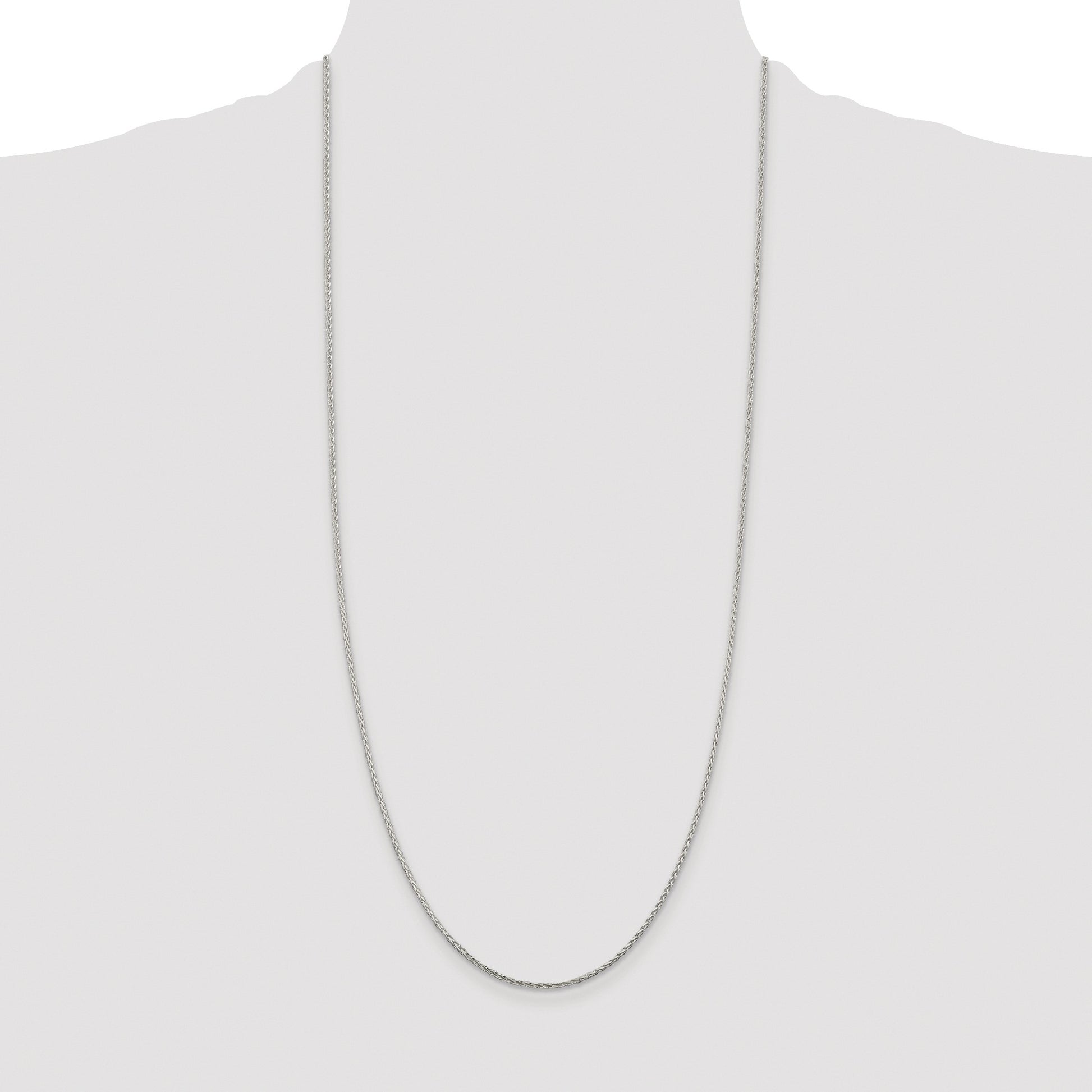 Sterling Silver Rhodium-plated 1.45mm Diamond-cut Round Spiga Chain