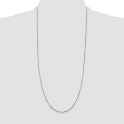 Sterling Silver Rhodium-plated 1.45mm Diamond-cut Round Spiga Chain
