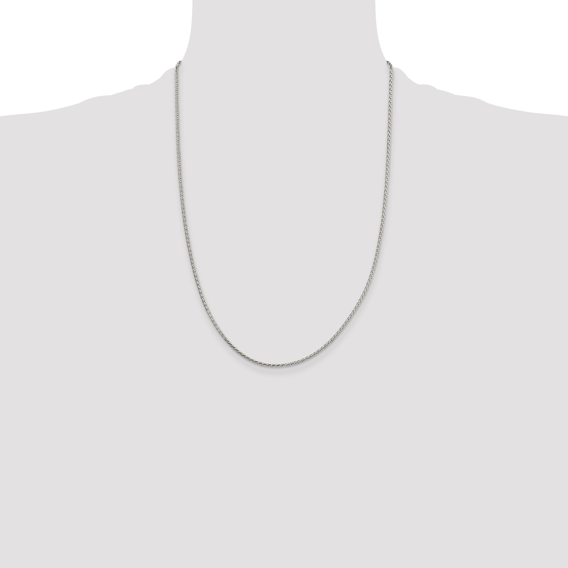 Sterling Silver 1.7mm Diamond-cut Round Spiga Chain w/4in ext.
