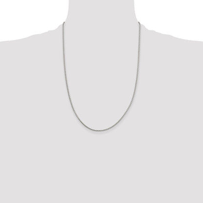 Sterling Silver 1.7mm Diamond-cut Round Spiga Chain w/4in ext.