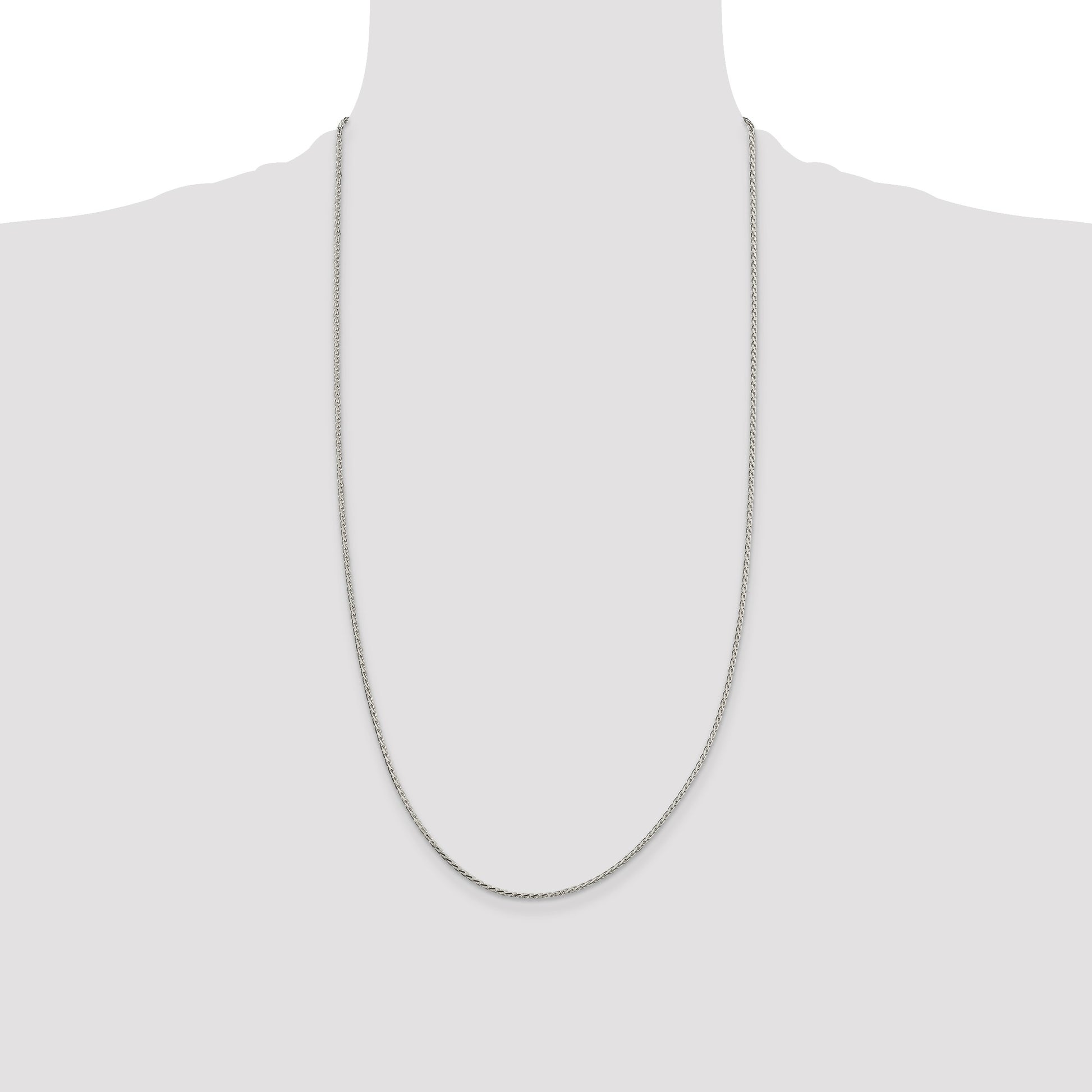 Sterling Silver 1.7mm Diamond-cut Round Spiga Chain