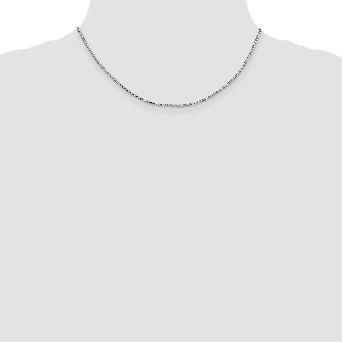 Sterling Silver Rhodium-plated 1.7mm Diamond-cut Round Spiga Chain
