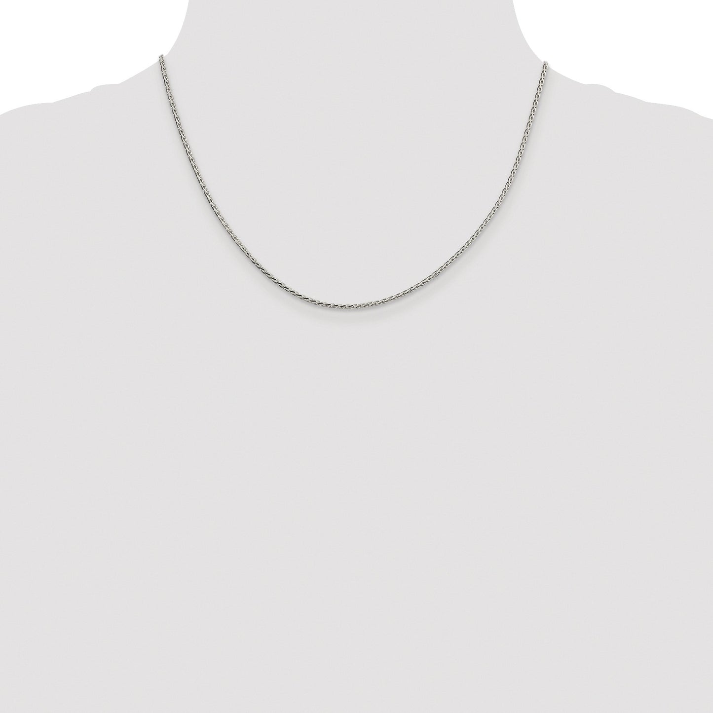 Sterling Silver Rhodium-plated 1.7mm Diamond-cut Round Spiga Chain