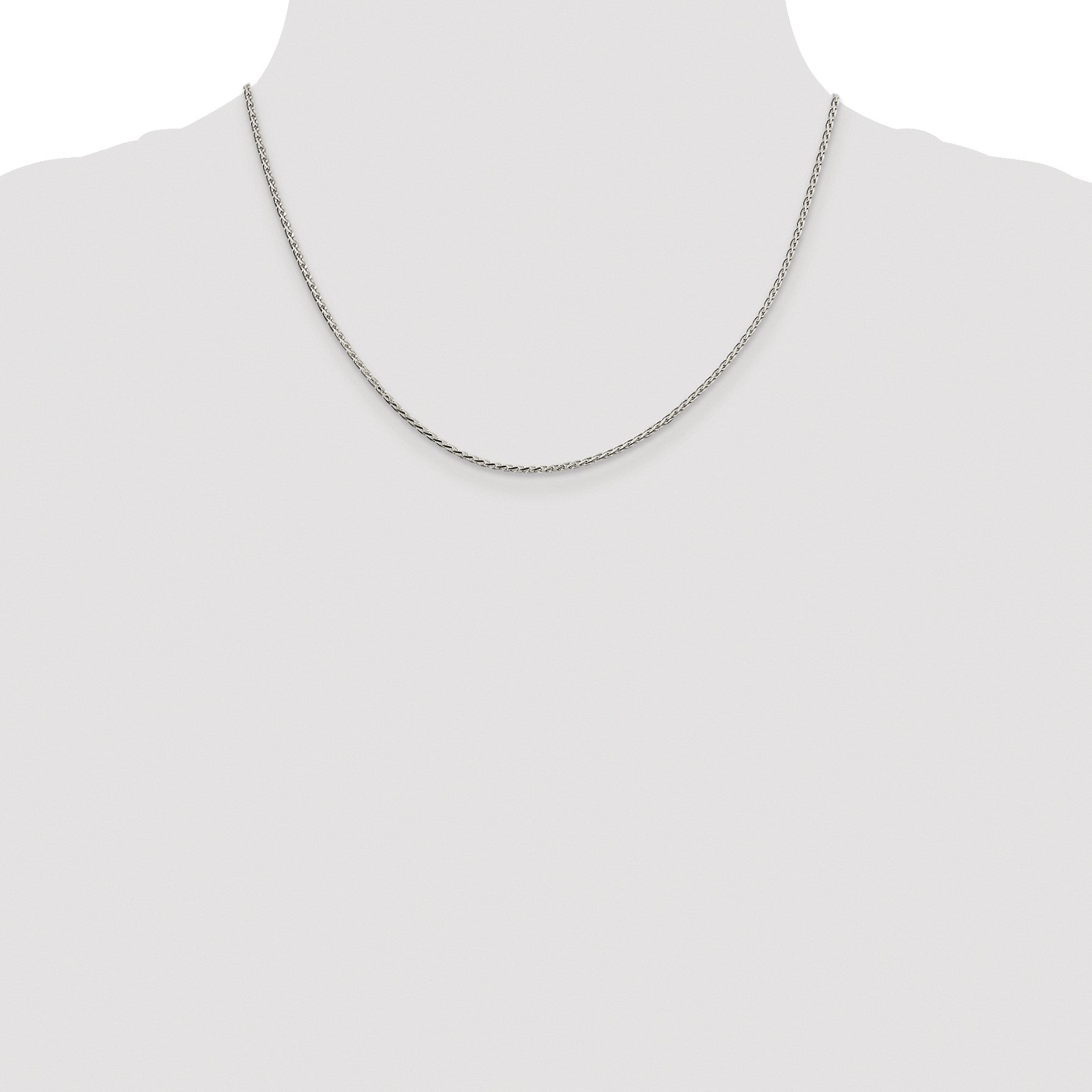 Sterling Silver Rhodium-plated 1.7mm Diamond-cut Round Spiga Chain