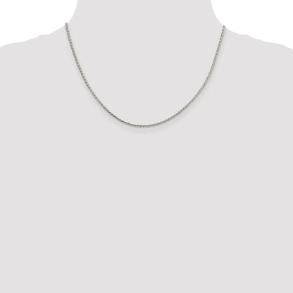 Sterling Silver Rhodium-plated 1.7mm Diamond-cut Round Spiga Chain