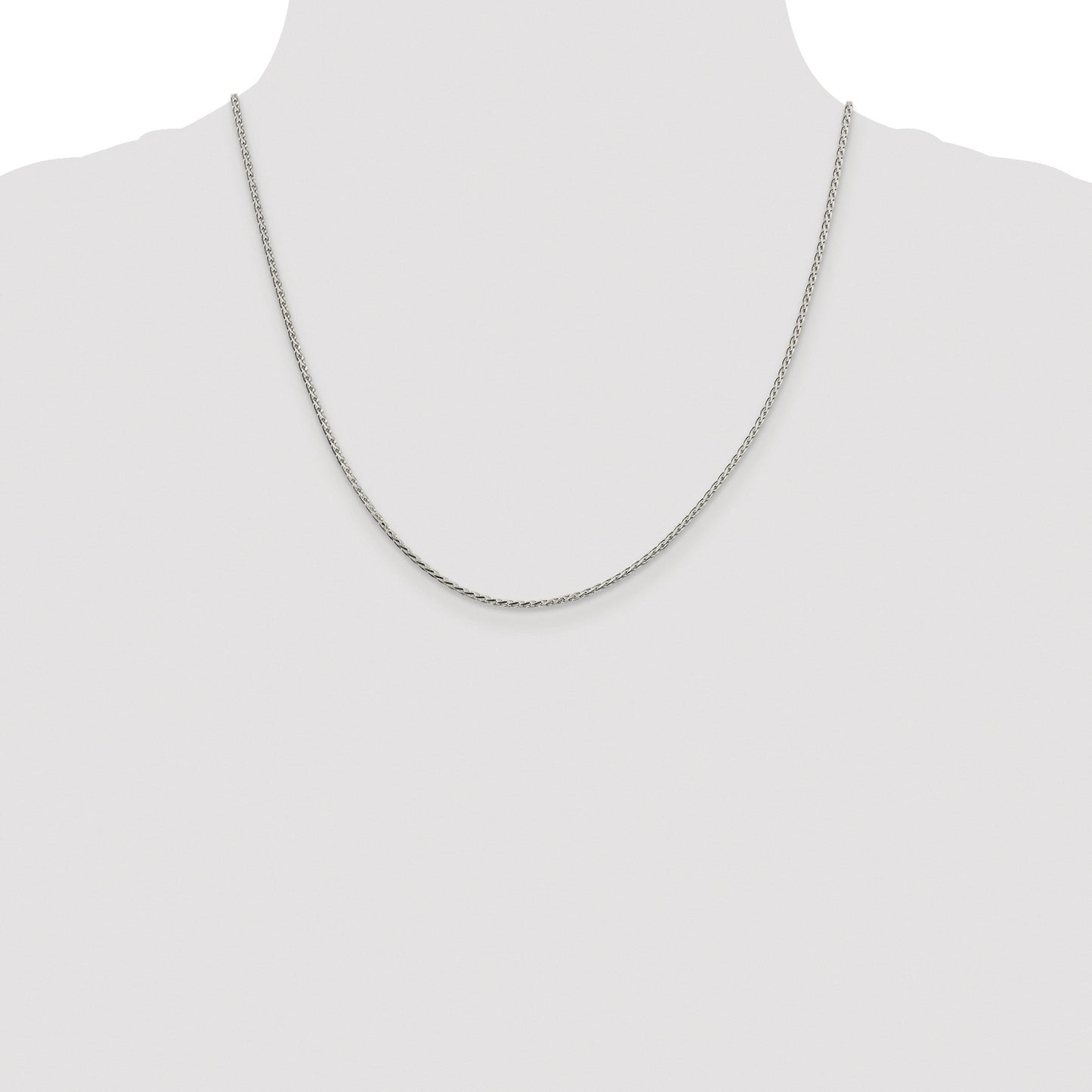 Sterling Silver Rhodium-plated 1.7mm Diamond-cut Round Spiga Chain