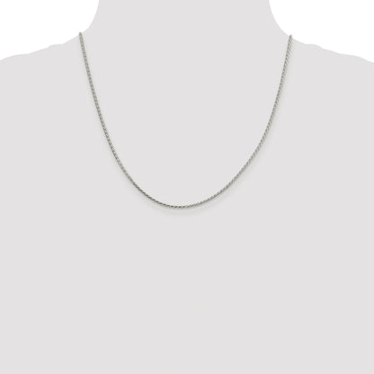 Sterling Silver Rhodium-plated 1.7mm Diamond-cut Round Spiga Chain