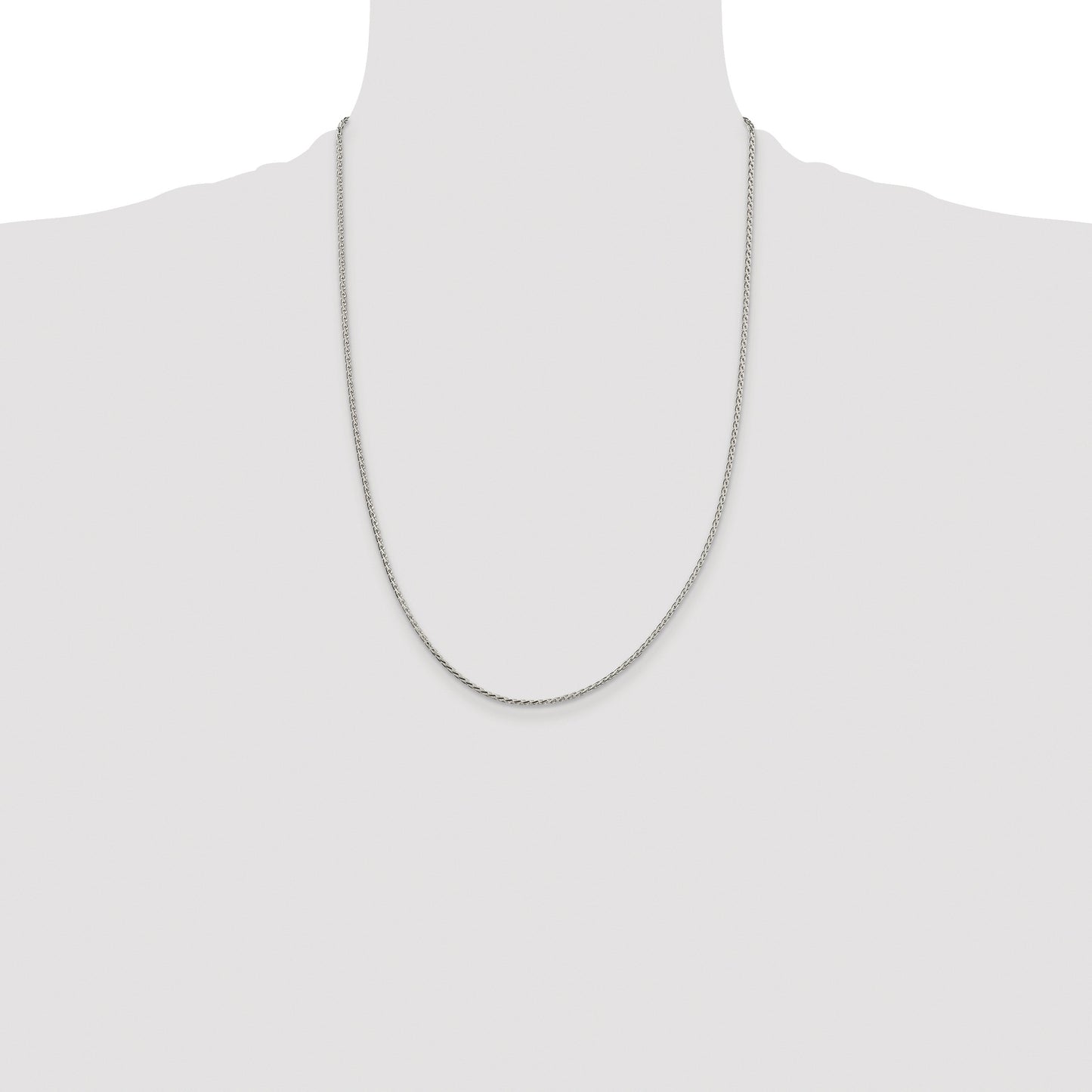 Sterling Silver Rhodium-plated 1.7mm Diamond-cut Round Spiga Chain