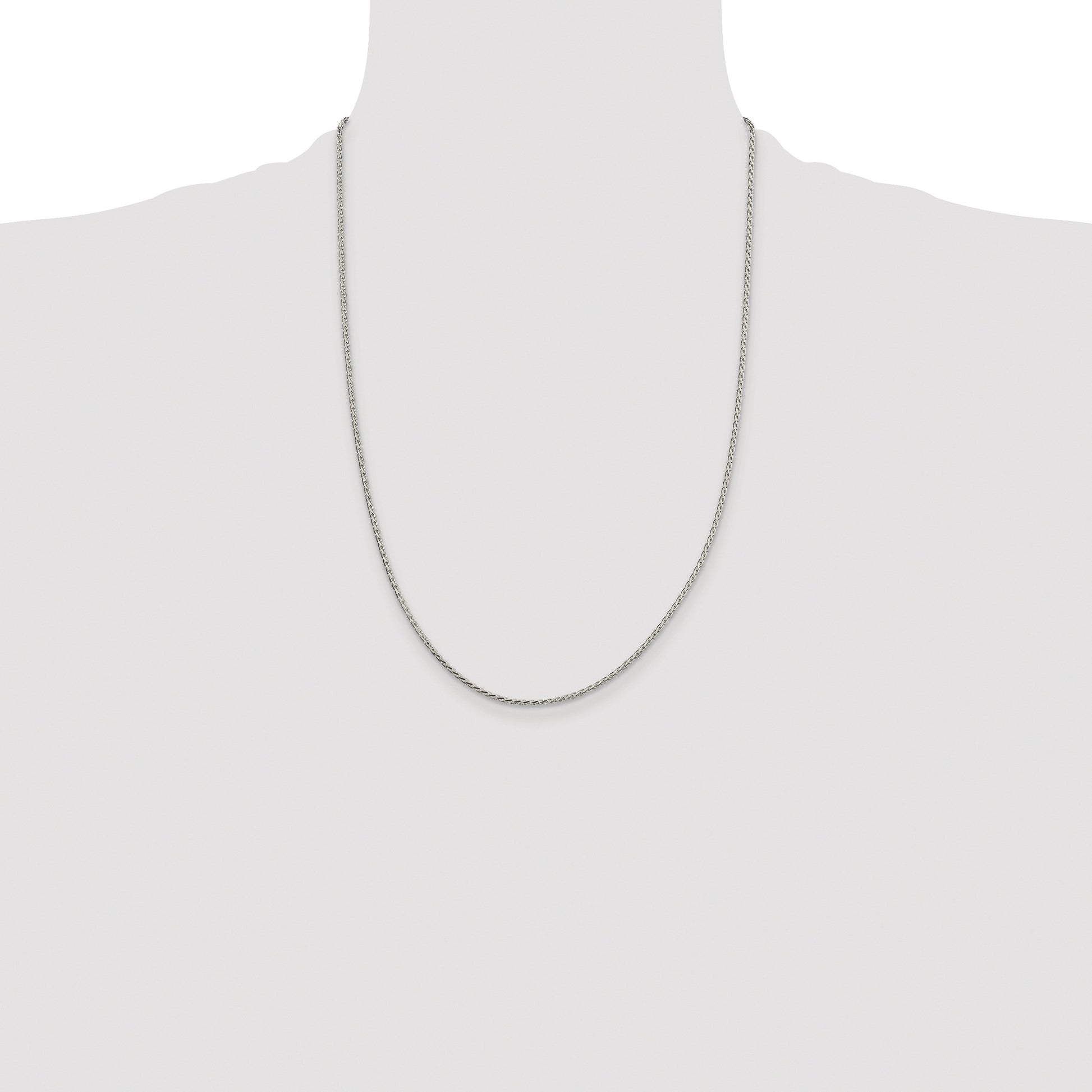 Sterling Silver Rhodium-plated 1.7mm Diamond-cut Round Spiga Chain