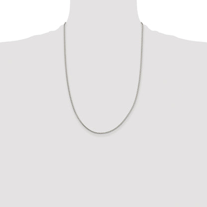 Sterling Silver Rhodium-plated 1.7mm Diamond-cut Round Spiga Chain