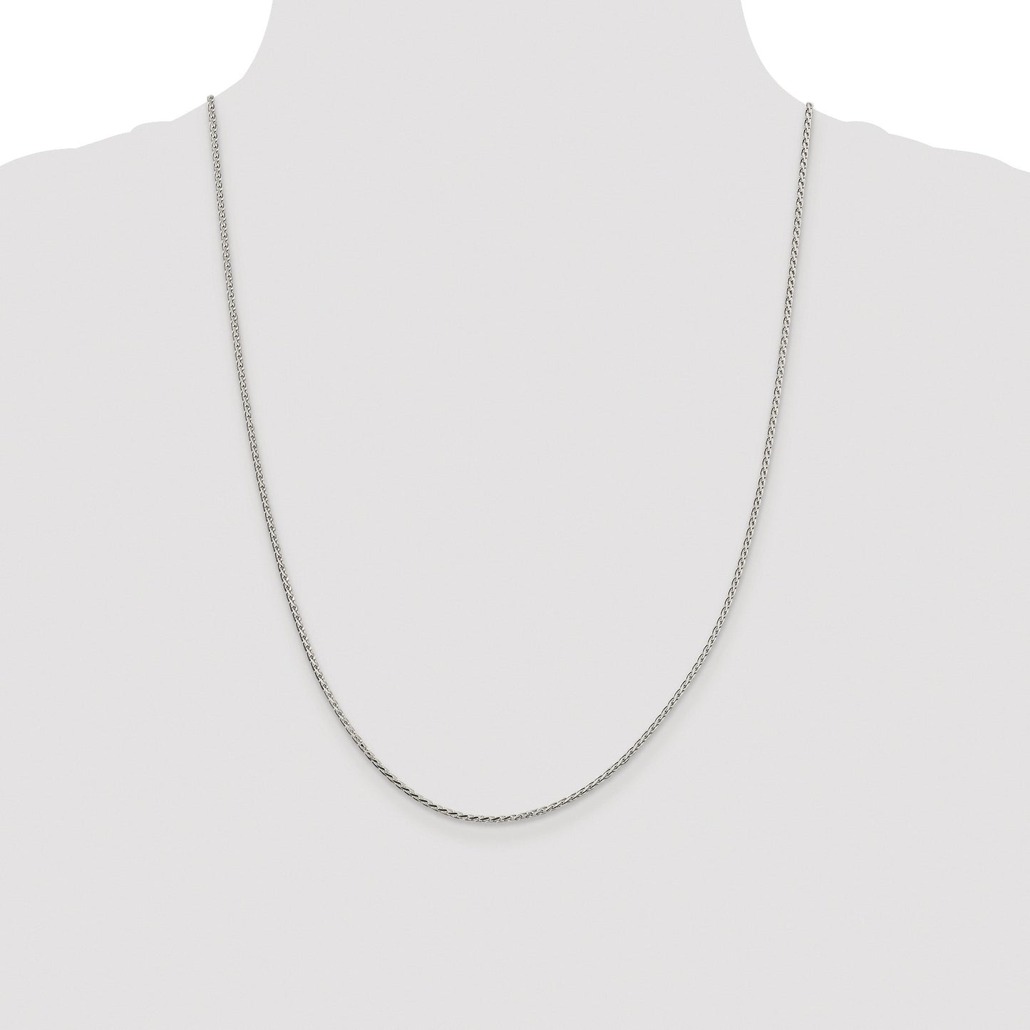 Sterling Silver Rhodium-plated 1.7mm Diamond-cut Round Spiga Chain